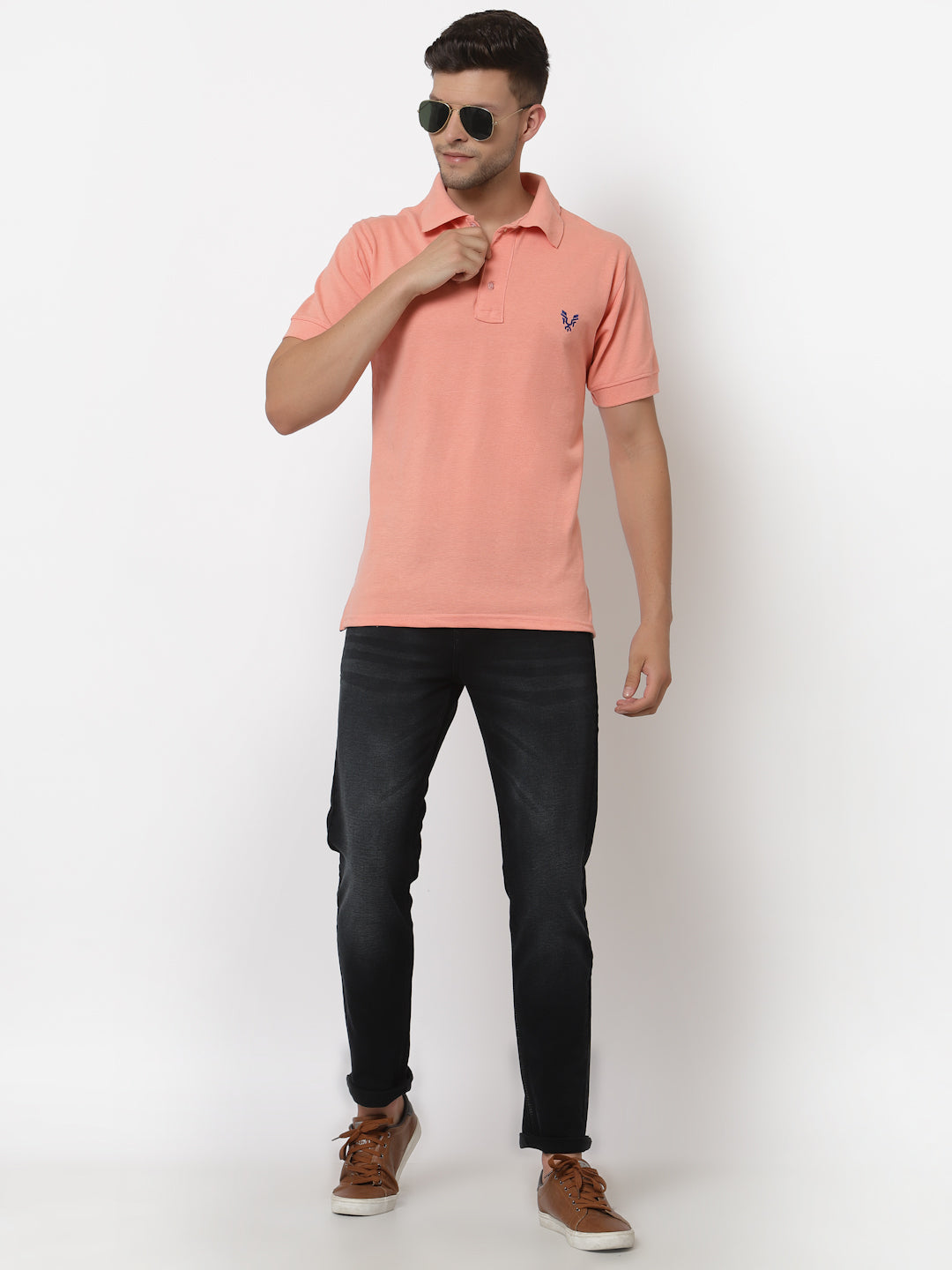 Men's Solid Cotton Regular Fit Polo T-Shirt