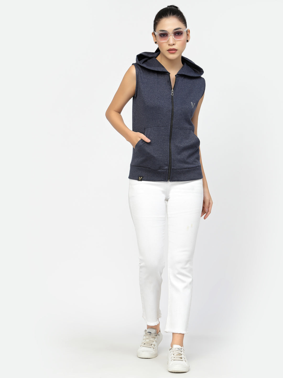 UZARUS Women's Half Sleeves Cotton Anthra Jacket with Hood