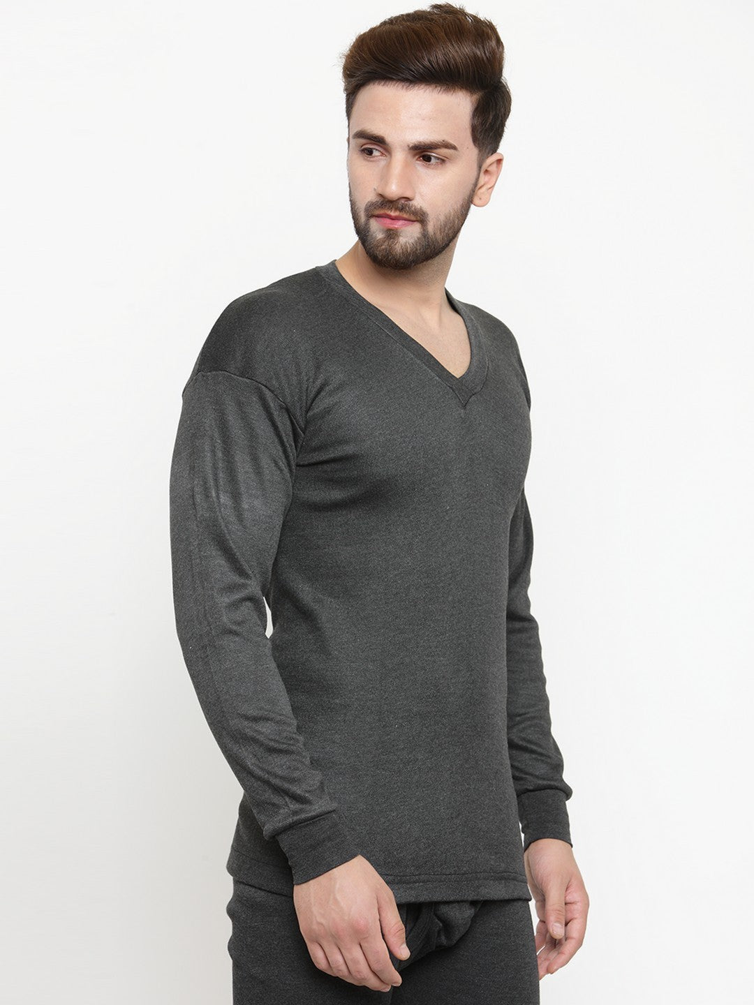 MEN'S SOLID V-NECK THERMAL TOP