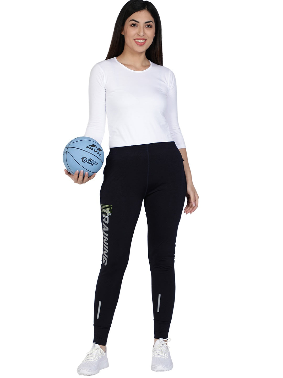Women's Stretchable Lycra Joggers Track Pants with 2 Zippered Pockets for Gym, Yoga, Workout and Casual Wear