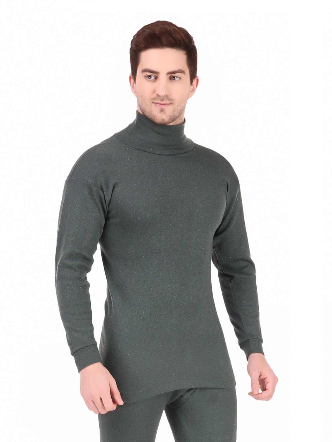 MEN'S SOLID HIGH NECK THERMAL WEAR TOP