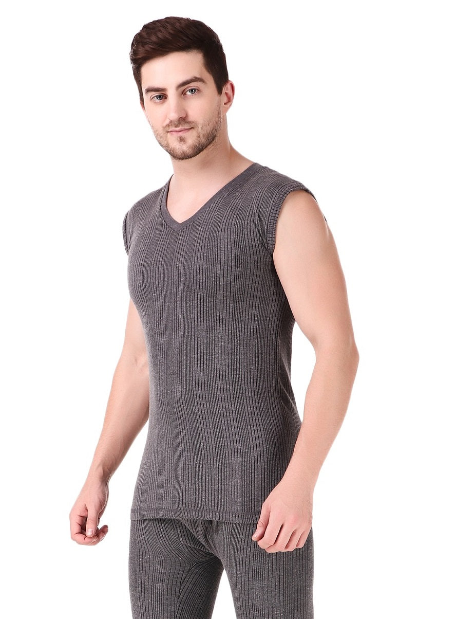 MEN'S SLEEVELESS COTTON V-NECK THERMAL TOP