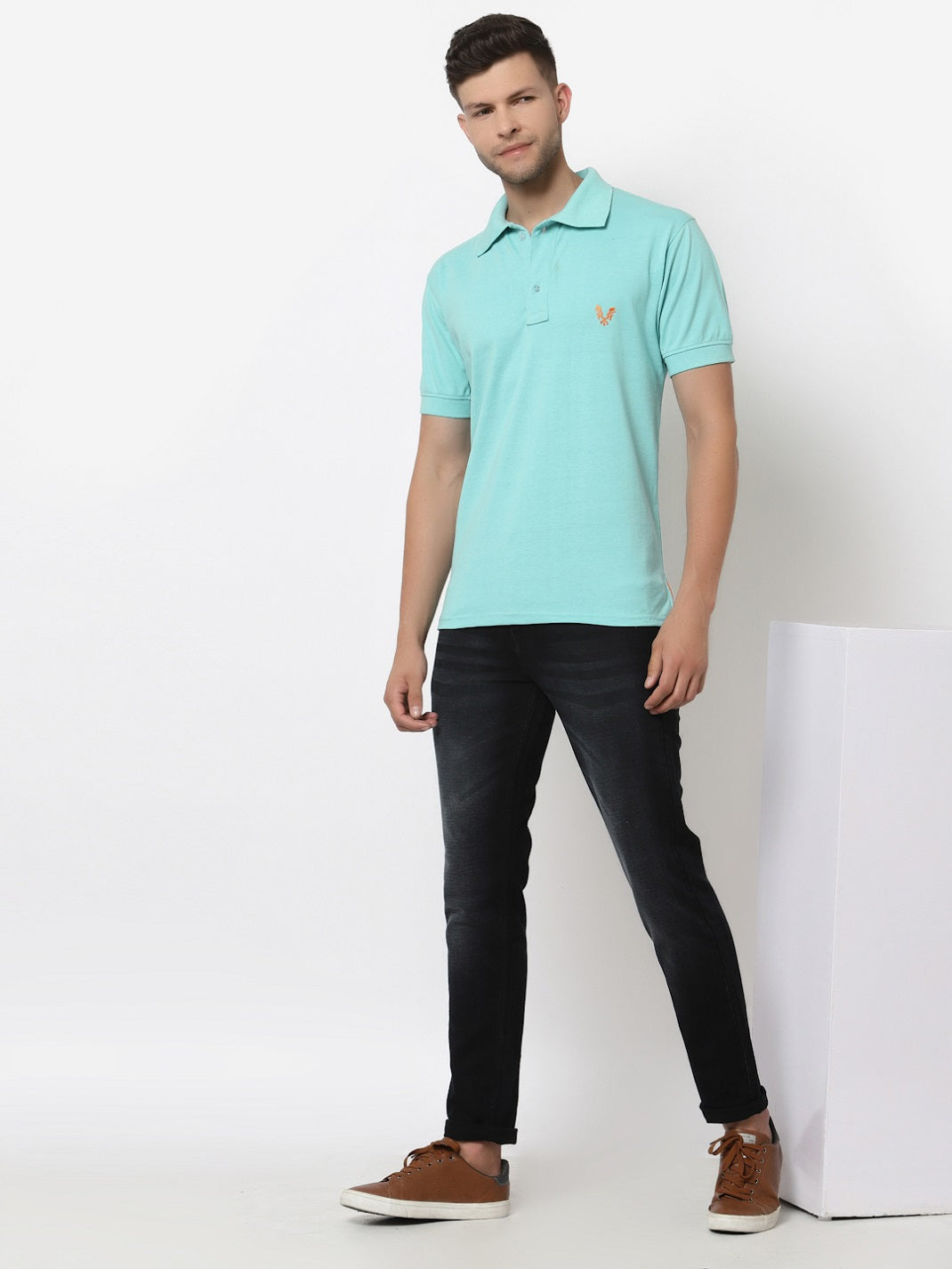 Men's Solid Cotton Regular Fit Polo T-Shirt