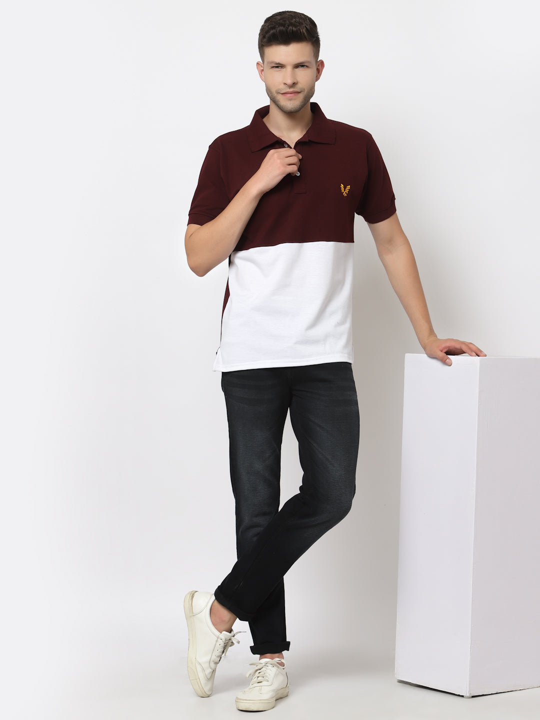 Men's Solid Cotton Regular Fit Polo T-Shirt