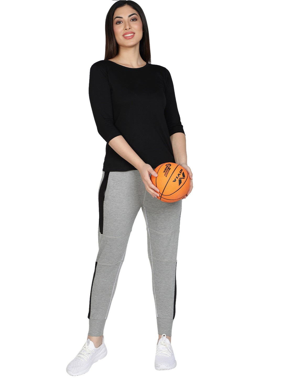 Women's Cotton Slim Fit Joggers Track Pants with 2 Zippered Pockets