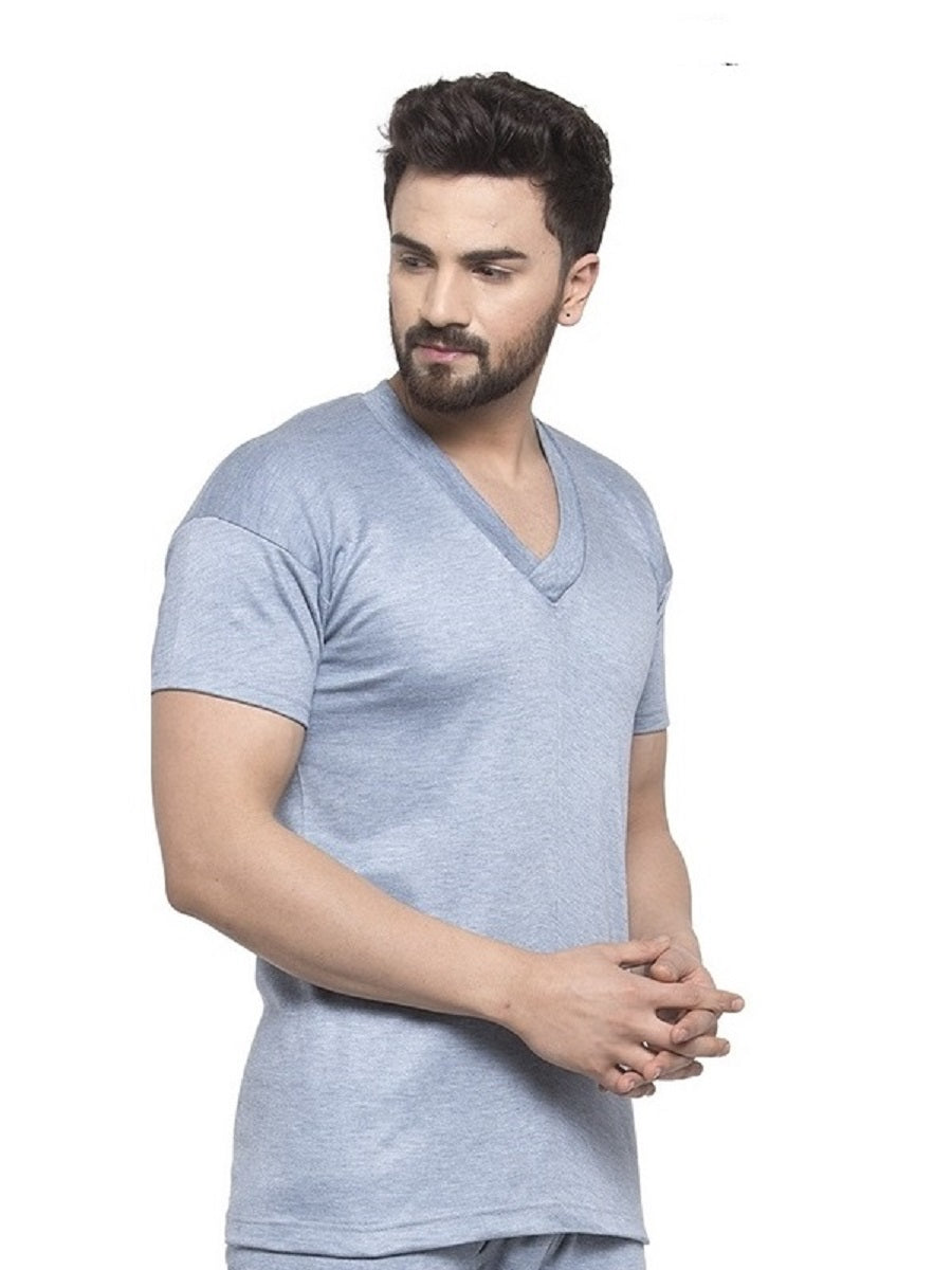 MEN'S HALF SLEEVES SOLID V NECK THERMAL TOP