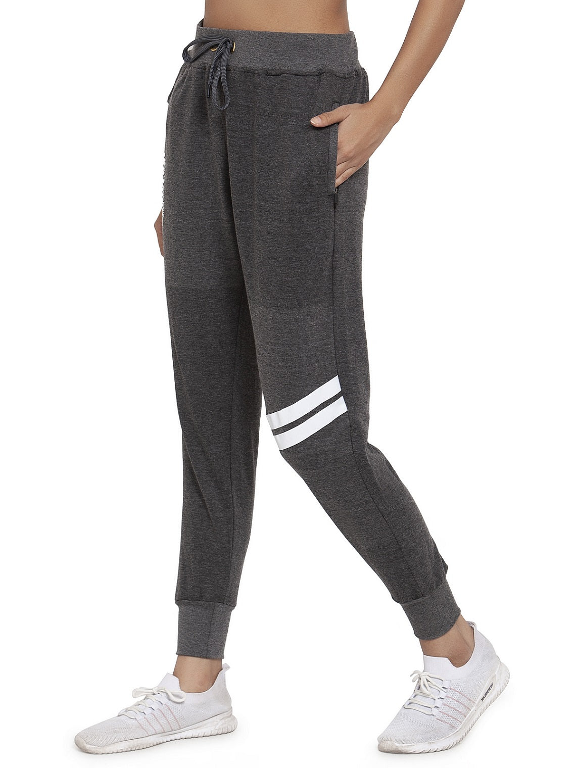 Women's Cotton Slim Fit Joggers Track Pants with 2 Zippered Pockets