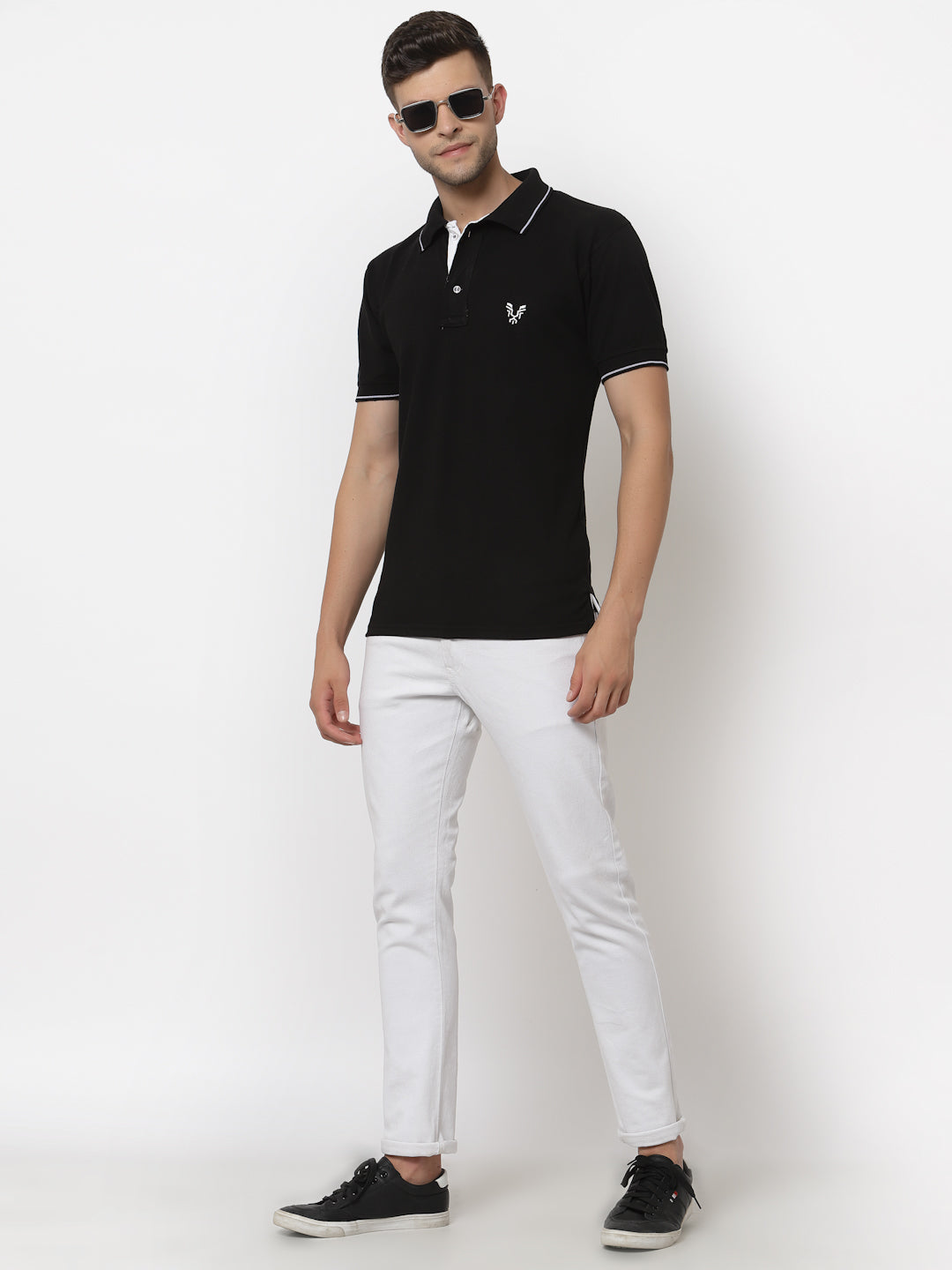 Men's Solid Cotton Regular Fit Polo T-Shirt