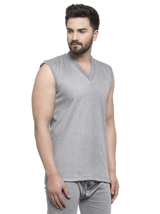 MEN'S SLEEVELESS SOLID V NECK THERMAL TOP