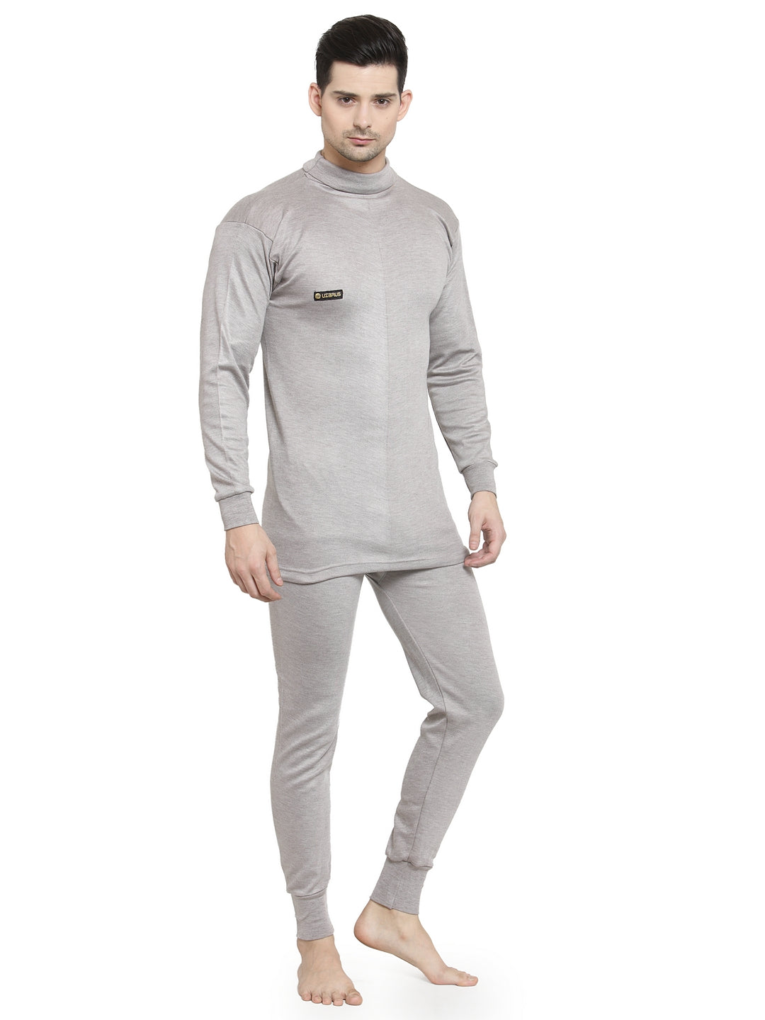 MEN'S SOLID HIGH NECK THERMAL WEAR TOP AND BOTTOM SET