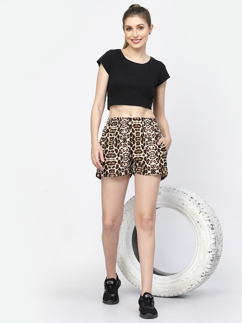 Uzarus Women's Relaxed Fit Printed Shorts with Side Pockets