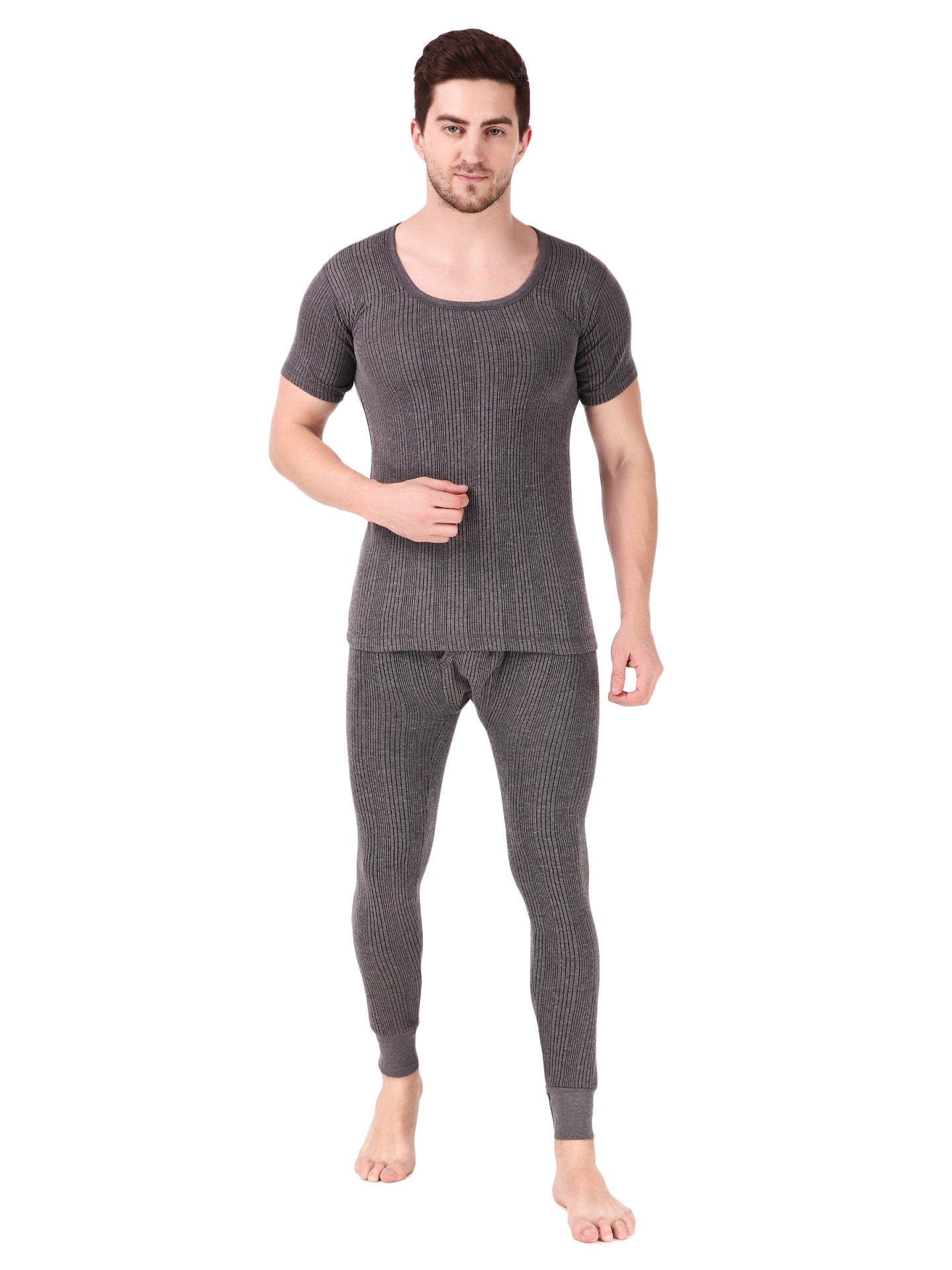 MEN'S HALF SLEEVES COTTON THERMAL SET ( V-NECK VEST AND TROUSER)