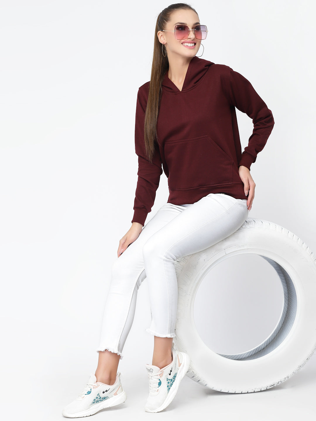 UZARUS Women's Cotton Fleece Latest Stylish Sweatshirt Hoodie