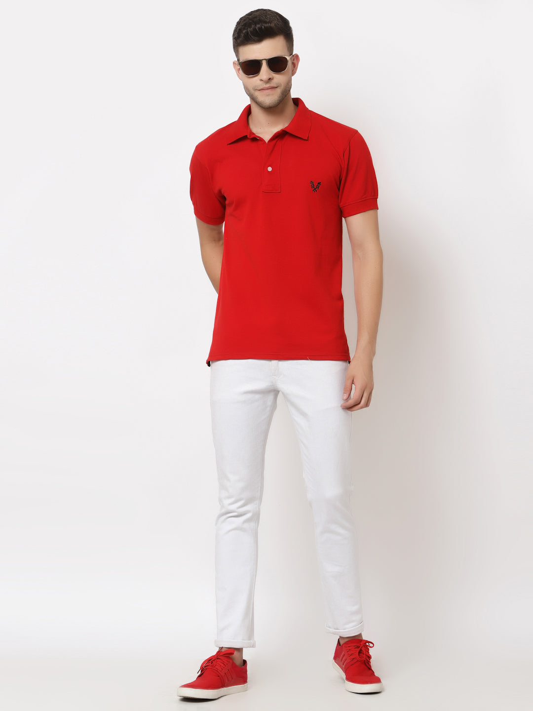 Men's Solid Cotton Regular Fit Polo T-Shirt