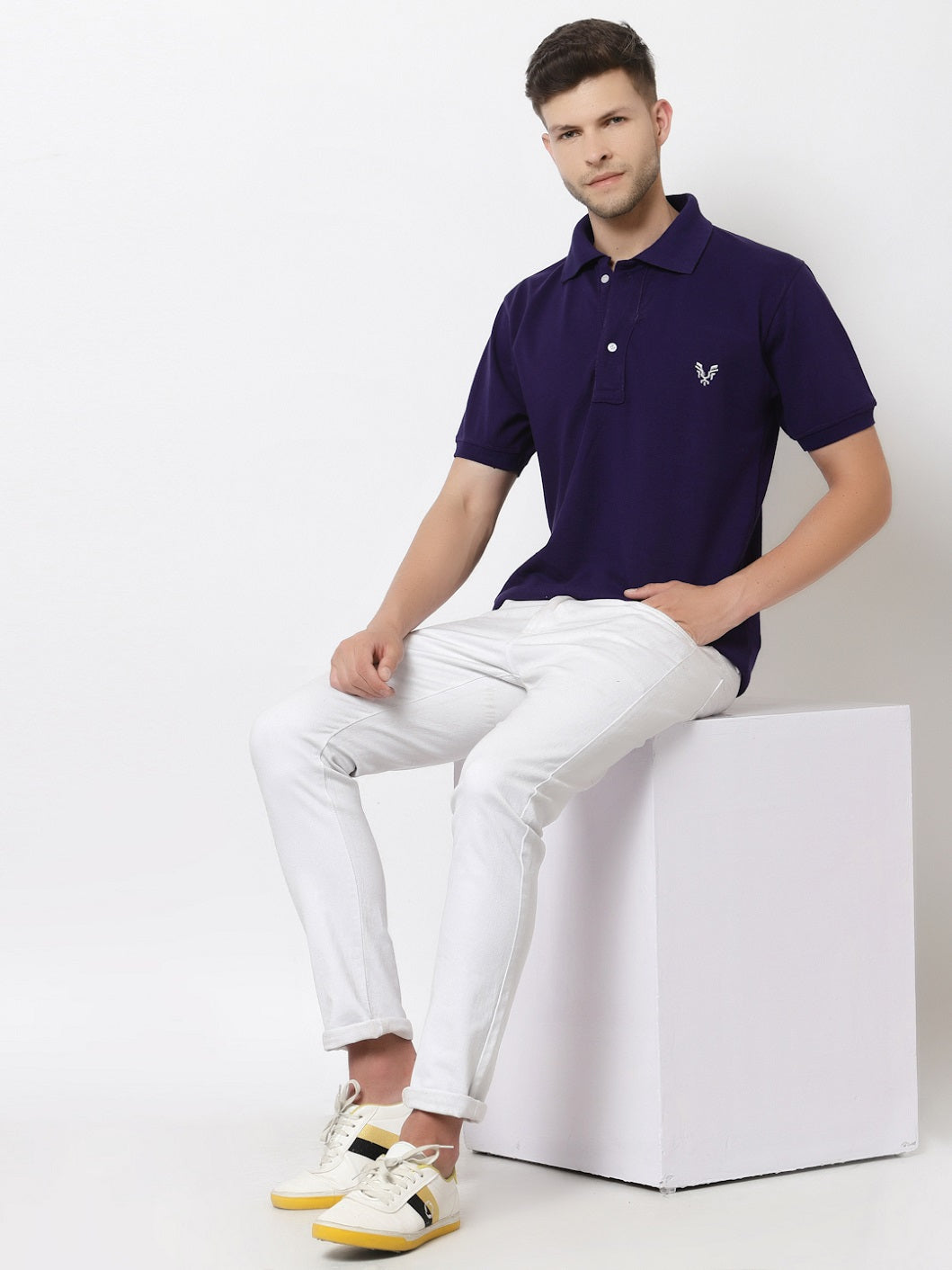 Men's Solid Cotton Regular Fit Polo T-Shirt