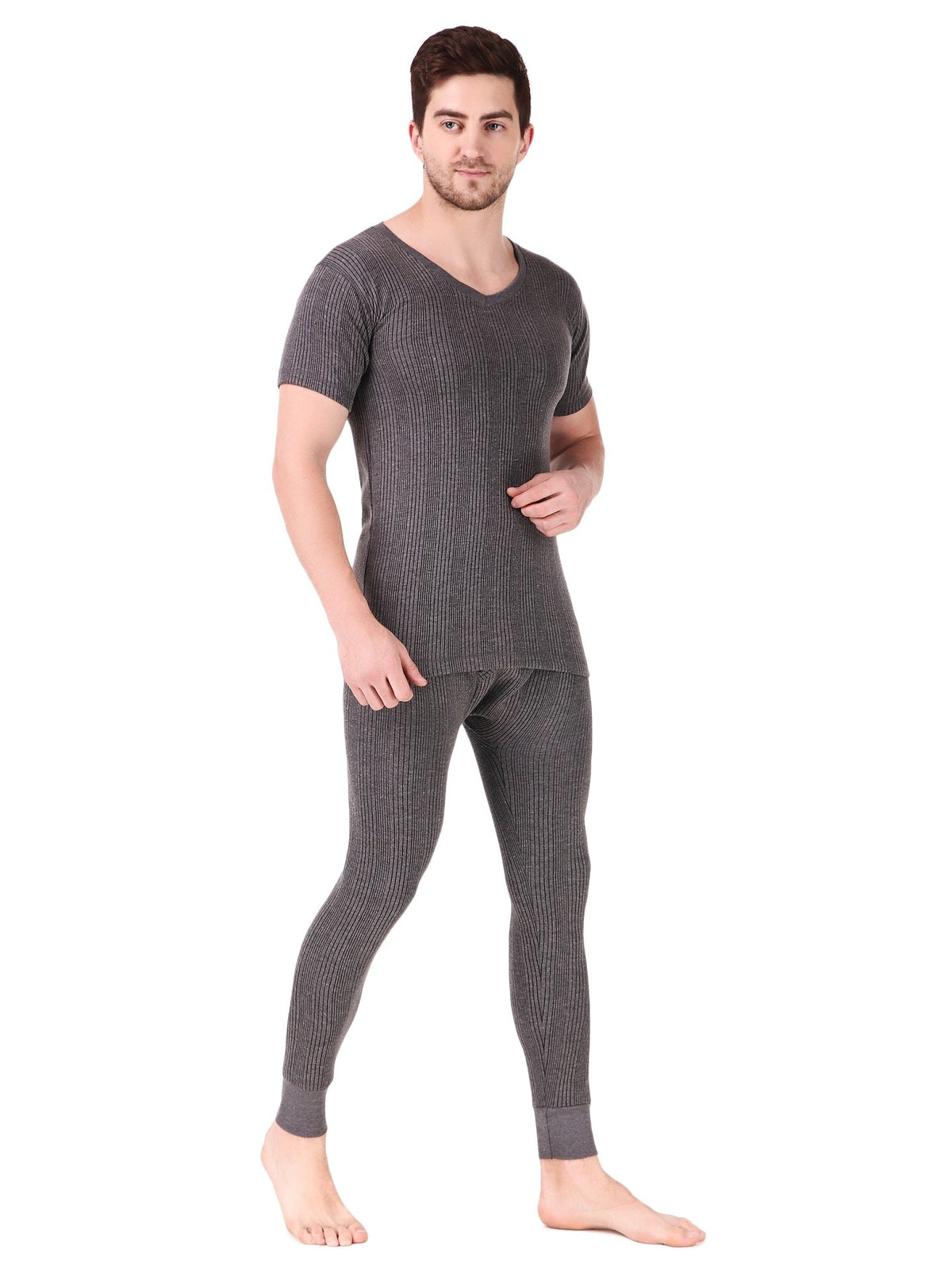 MEN'S HALF SLEEVES COTTON THERMAL SET ( V-NECK VEST AND TROUSER)