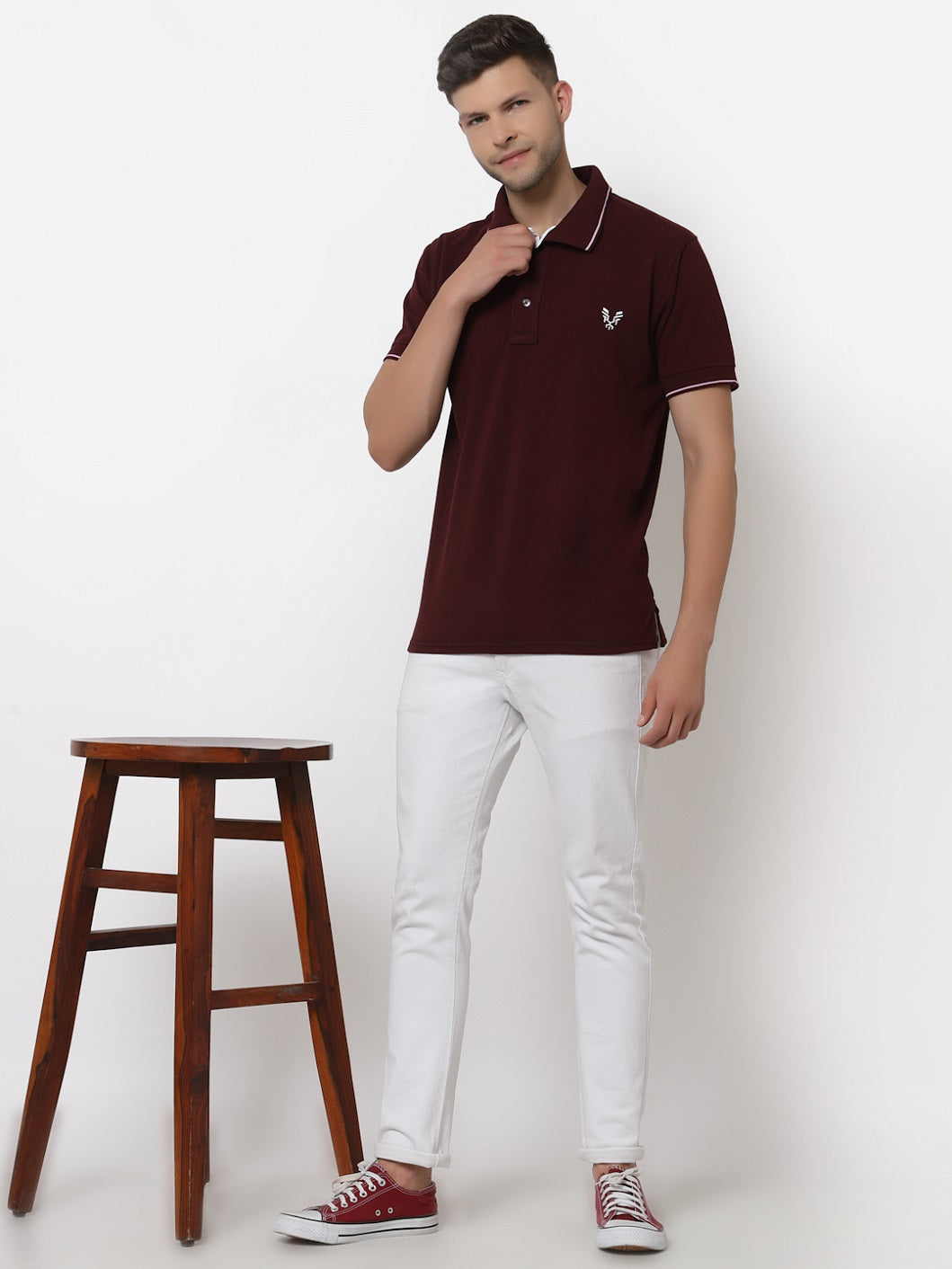 Men's Solid Cotton Regular Fit Polo T-Shirt