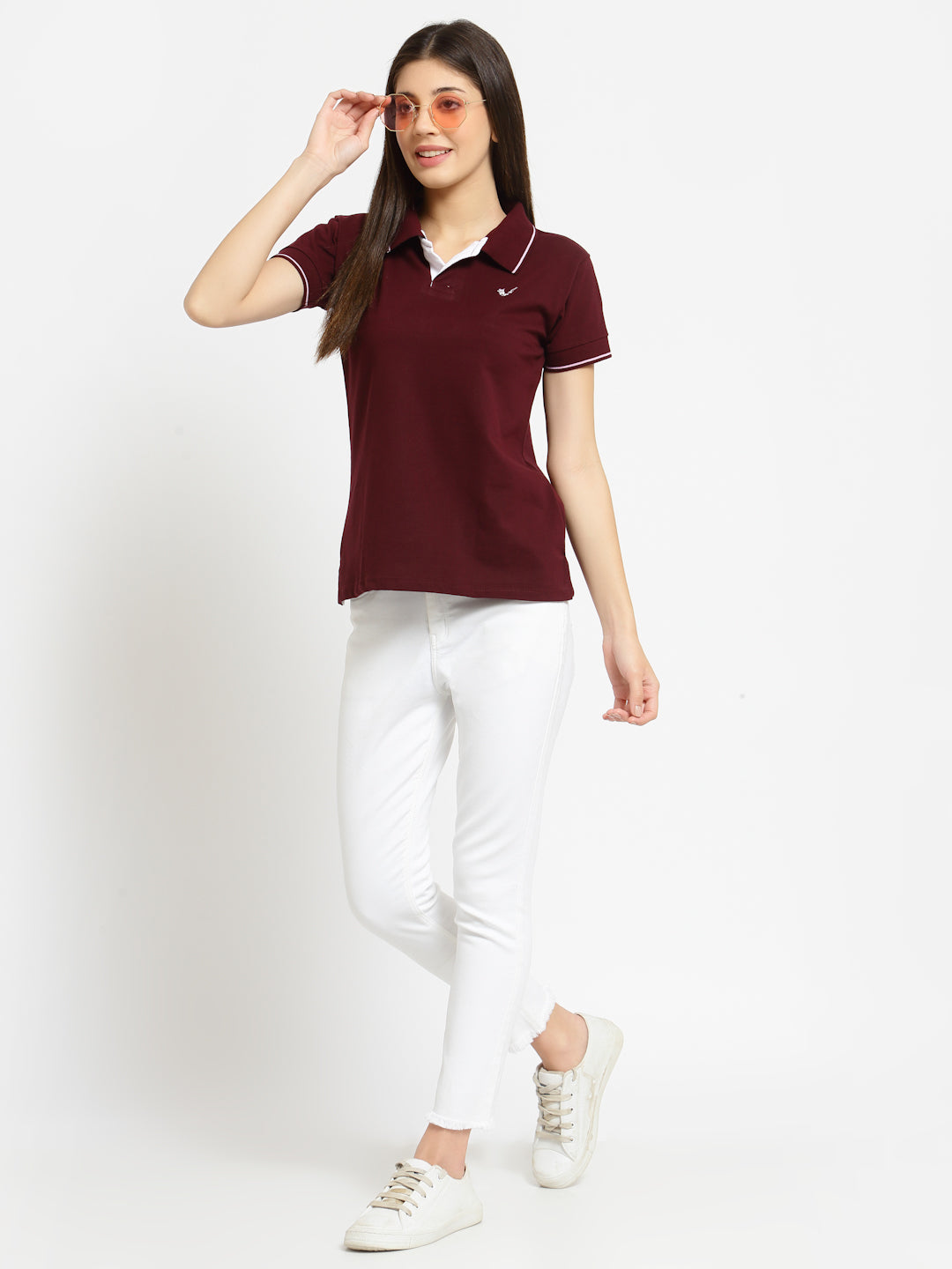 UZARUS Women's Cotton Polo Collar Neck T-Shirt Top