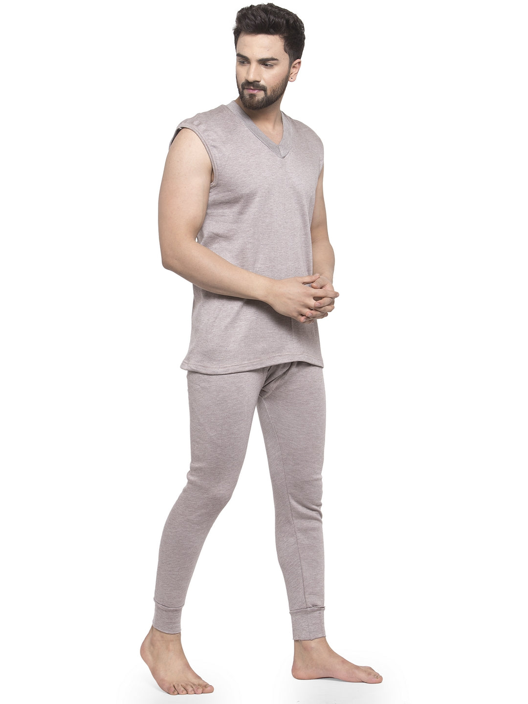 MEN'S SLEEVELESS THERMAL SET ( V NECK VEST AND TROUSER)