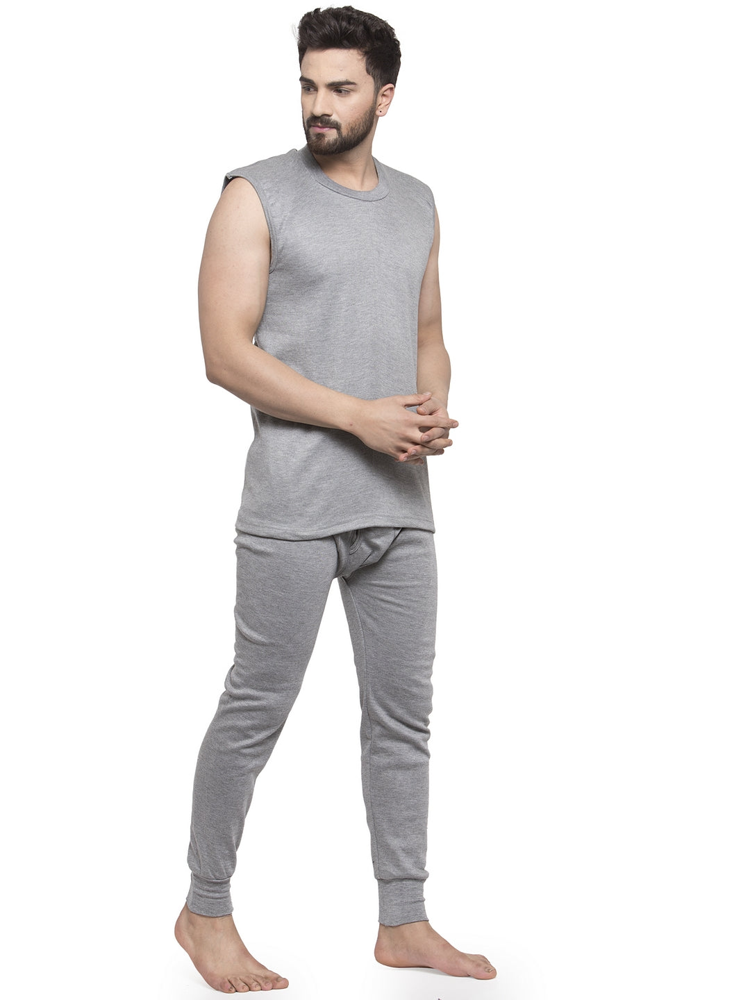 MEN'S SLEEVELESS THERMAL SET ( ROUND NECK VEST AND TROUSER)