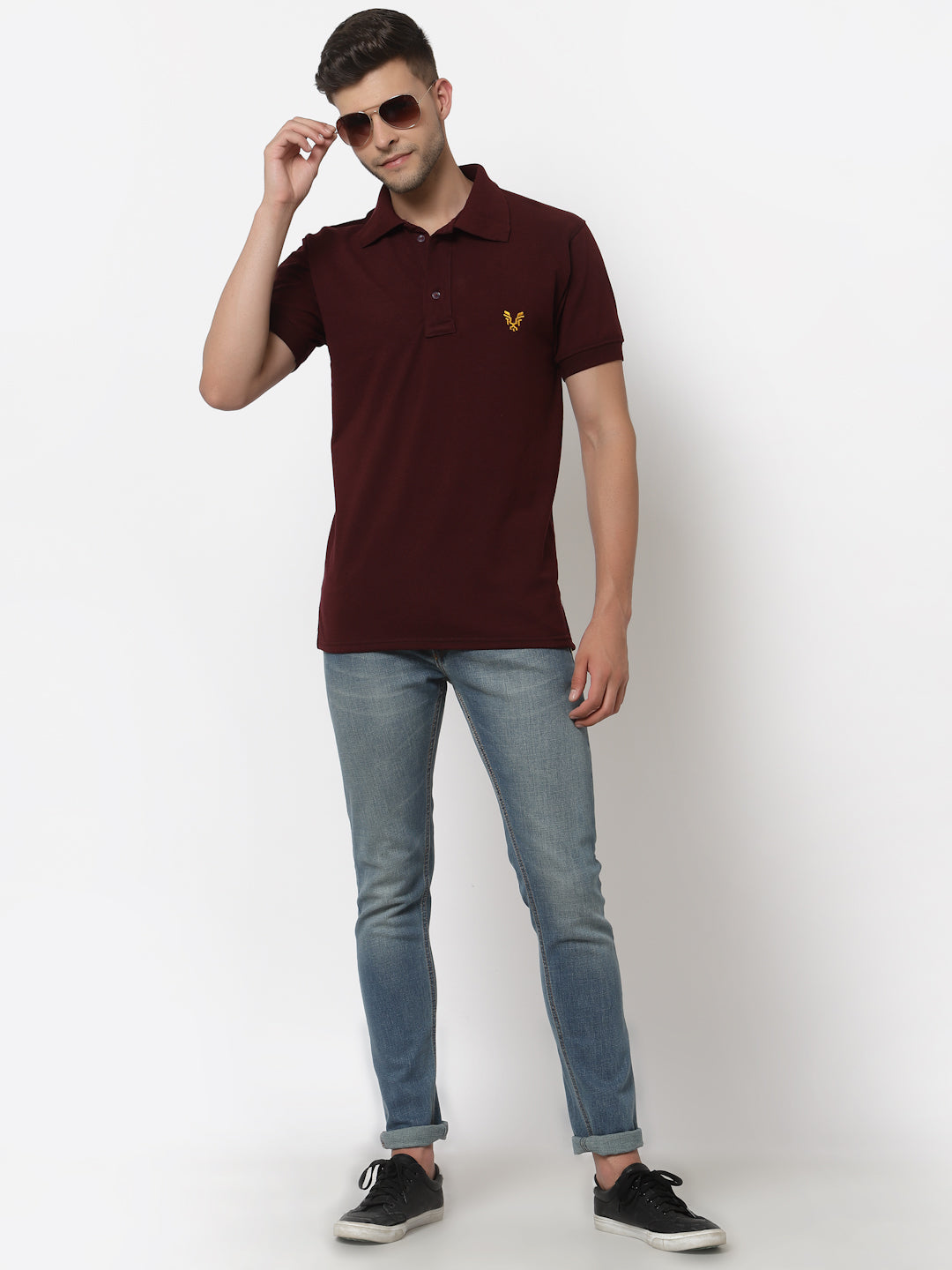 Men's Solid Cotton Regular Fit Polo T-Shirt