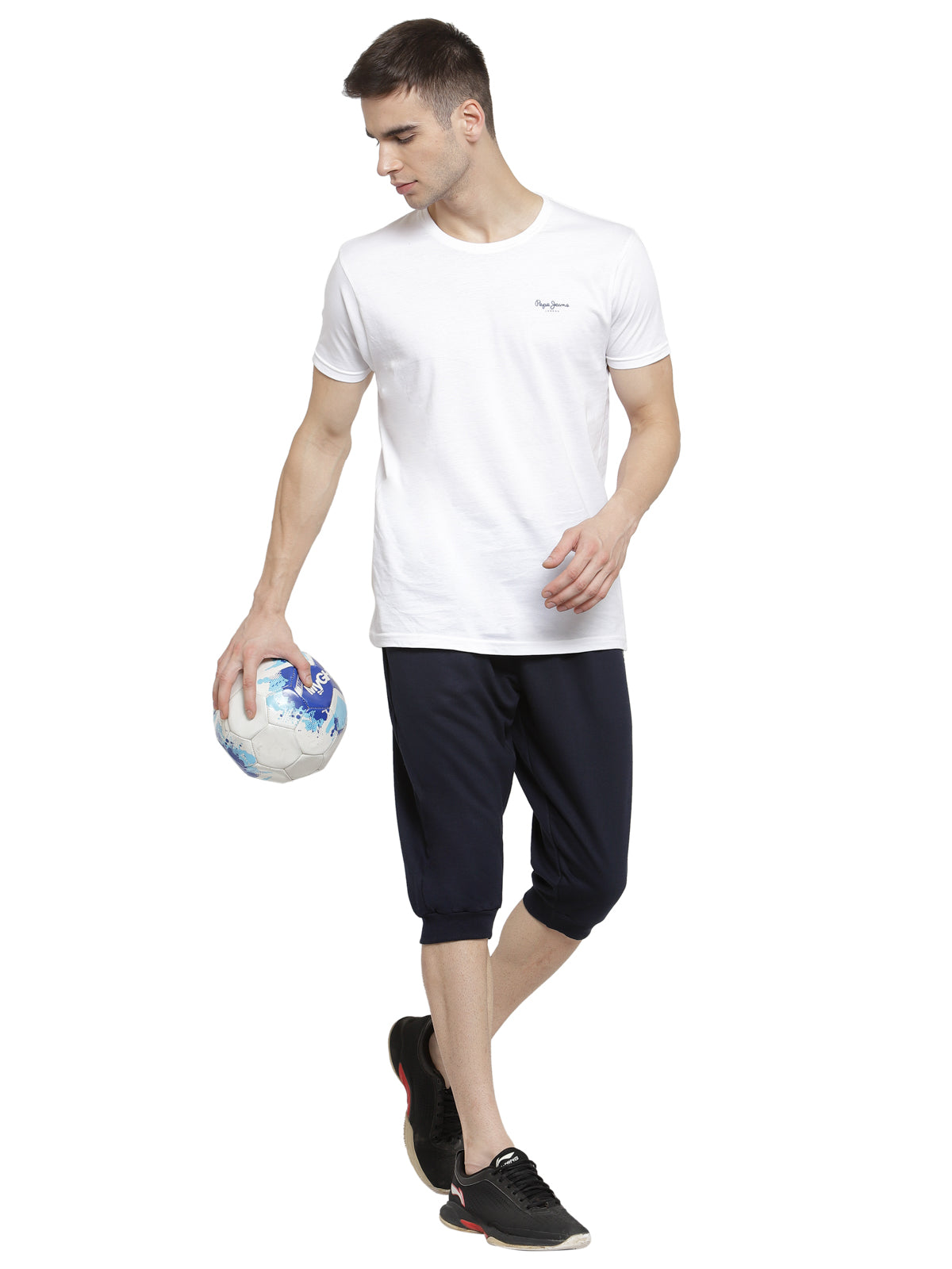 Men's Cotton Three Fourth Capri Shorts With Two Zippered Pockets