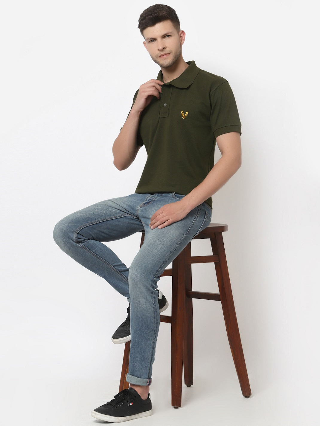 Men's Solid Cotton Regular Fit Polo T-Shirt