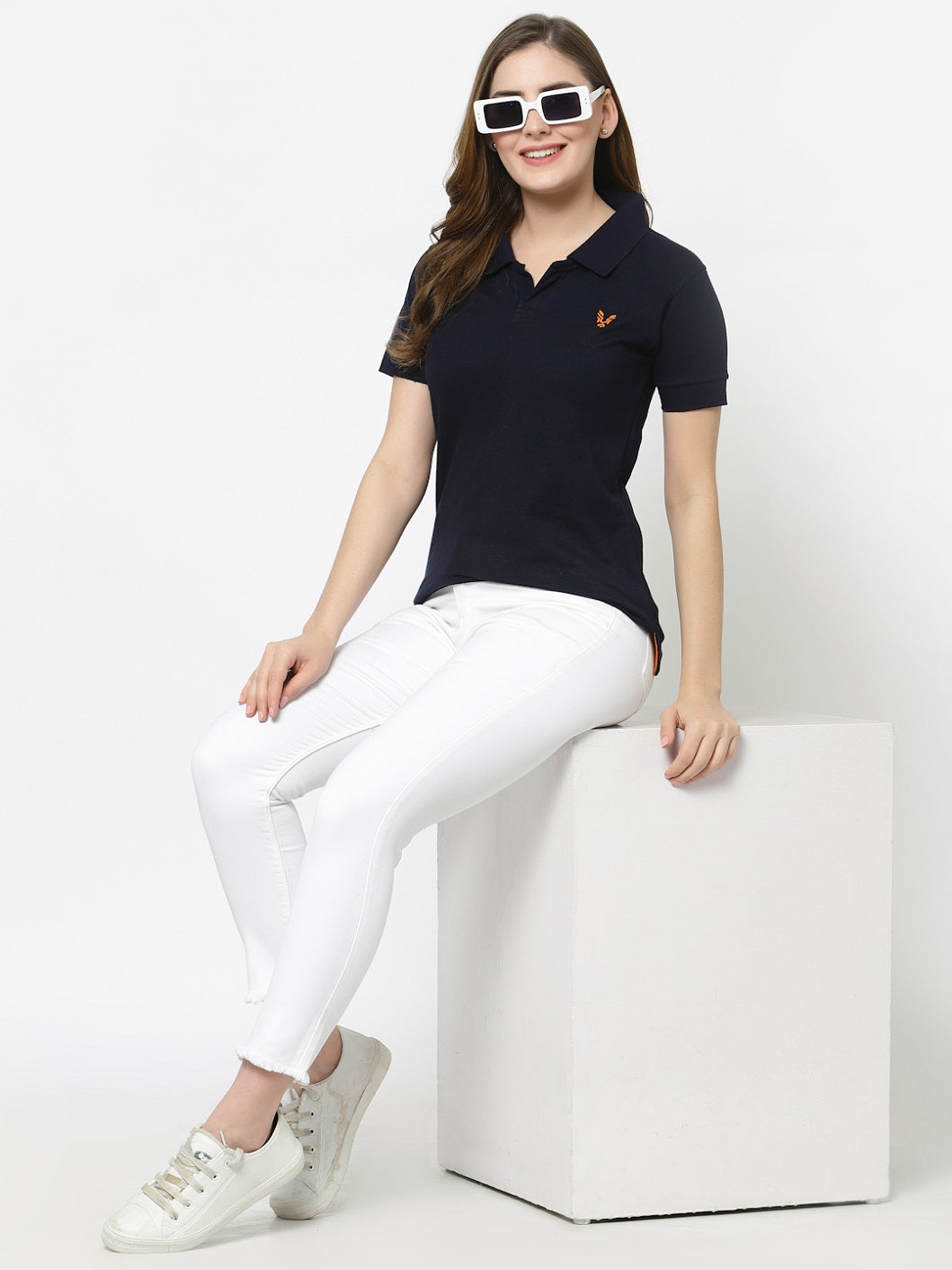 UZARUS Women's Cotton Polo Collar Neck T-Shirt Top