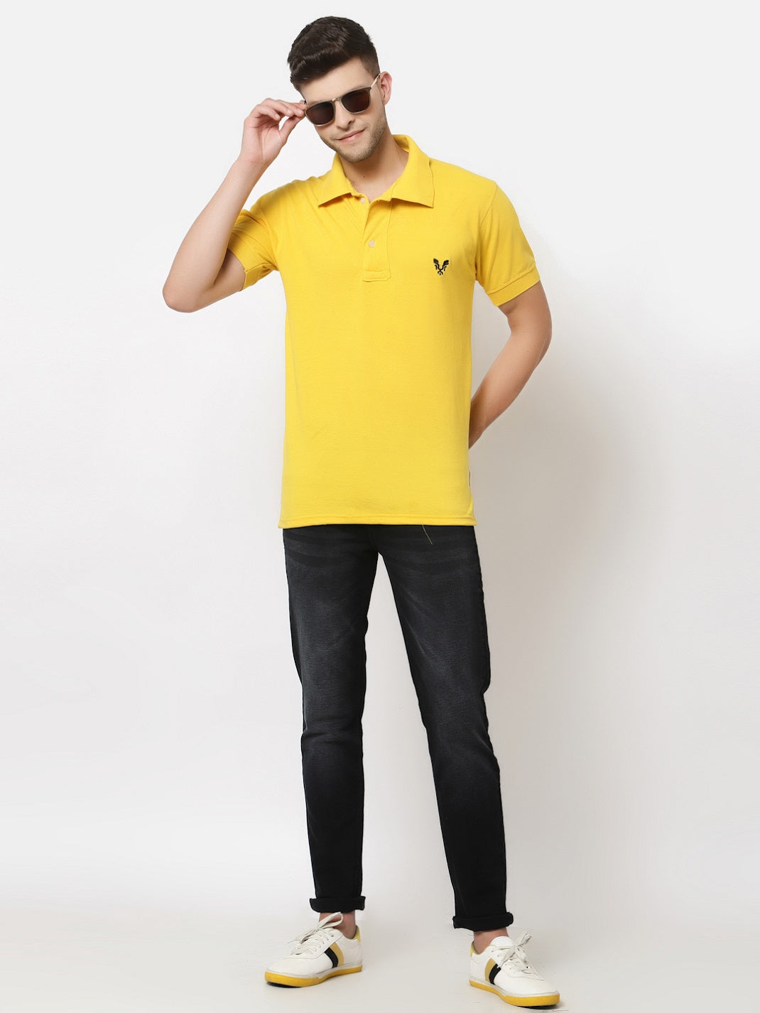 Men's Solid Cotton Regular Fit Polo T-Shirt