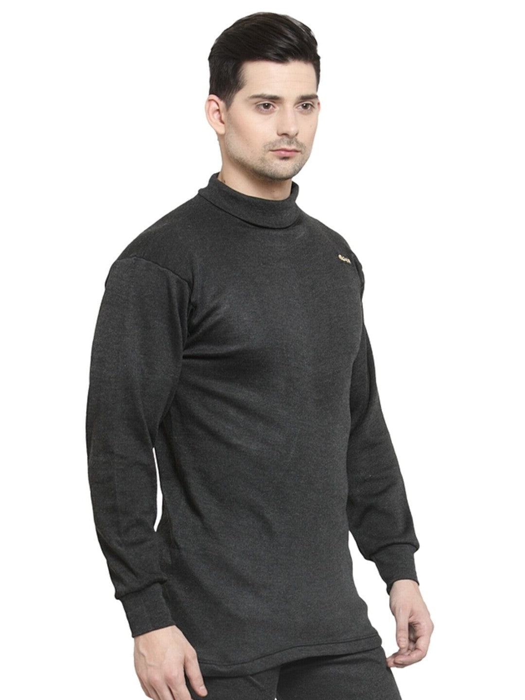 MEN'S SOLID HIGH NECK THERMAL WEAR TOP