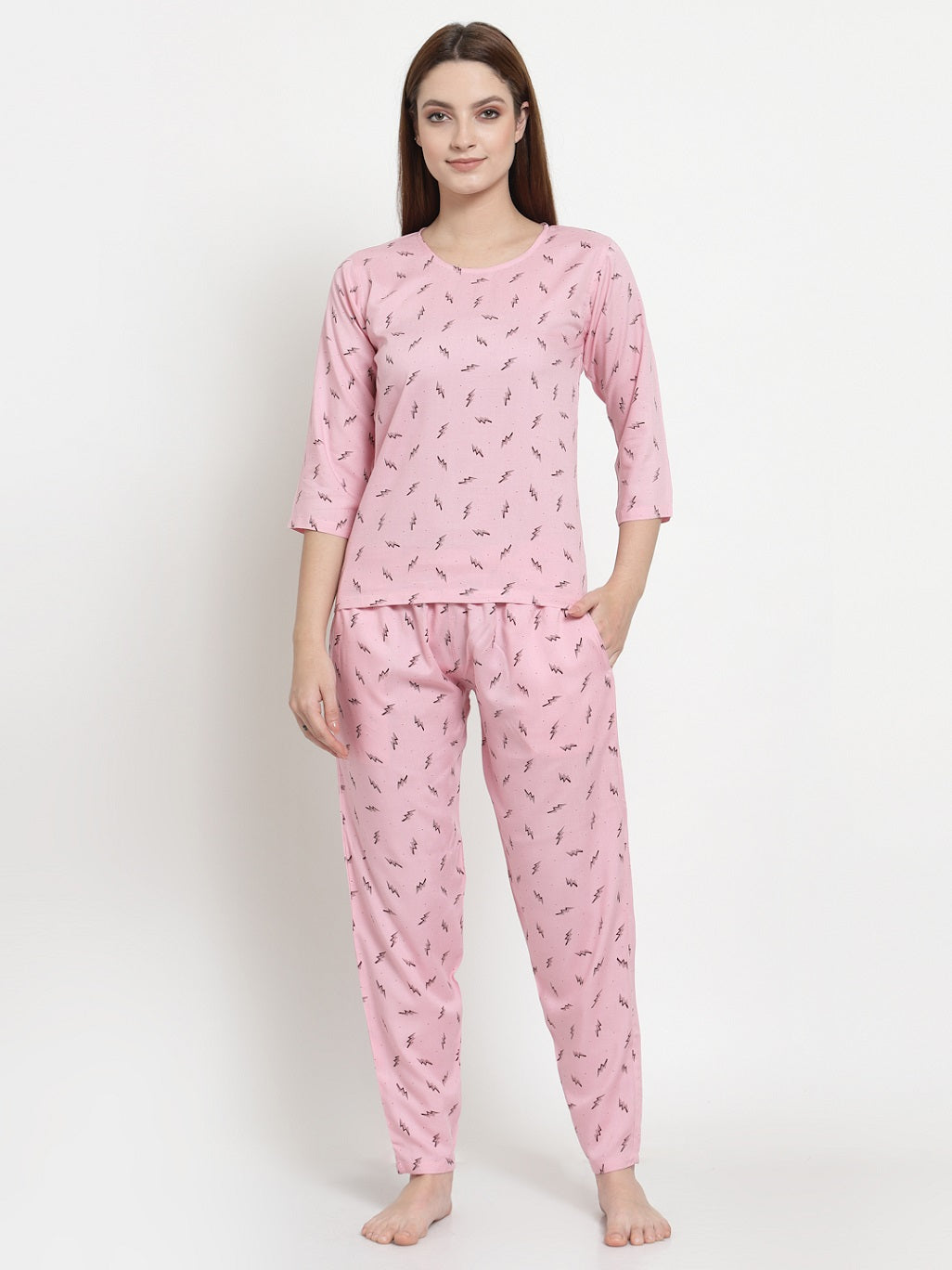 Uzarus Women's Cotton Printed Night Suit Set of Top & Pyjama