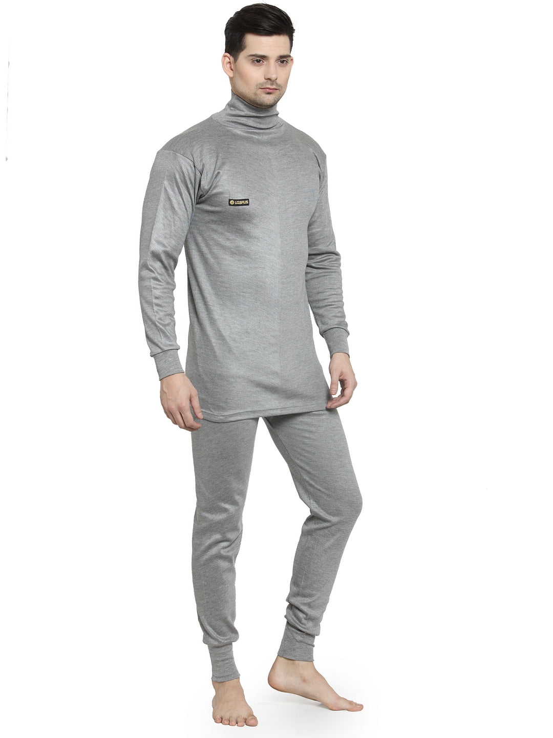 MEN'S SOLID HIGH NECK THERMAL WEAR TOP AND BOTTOM SET