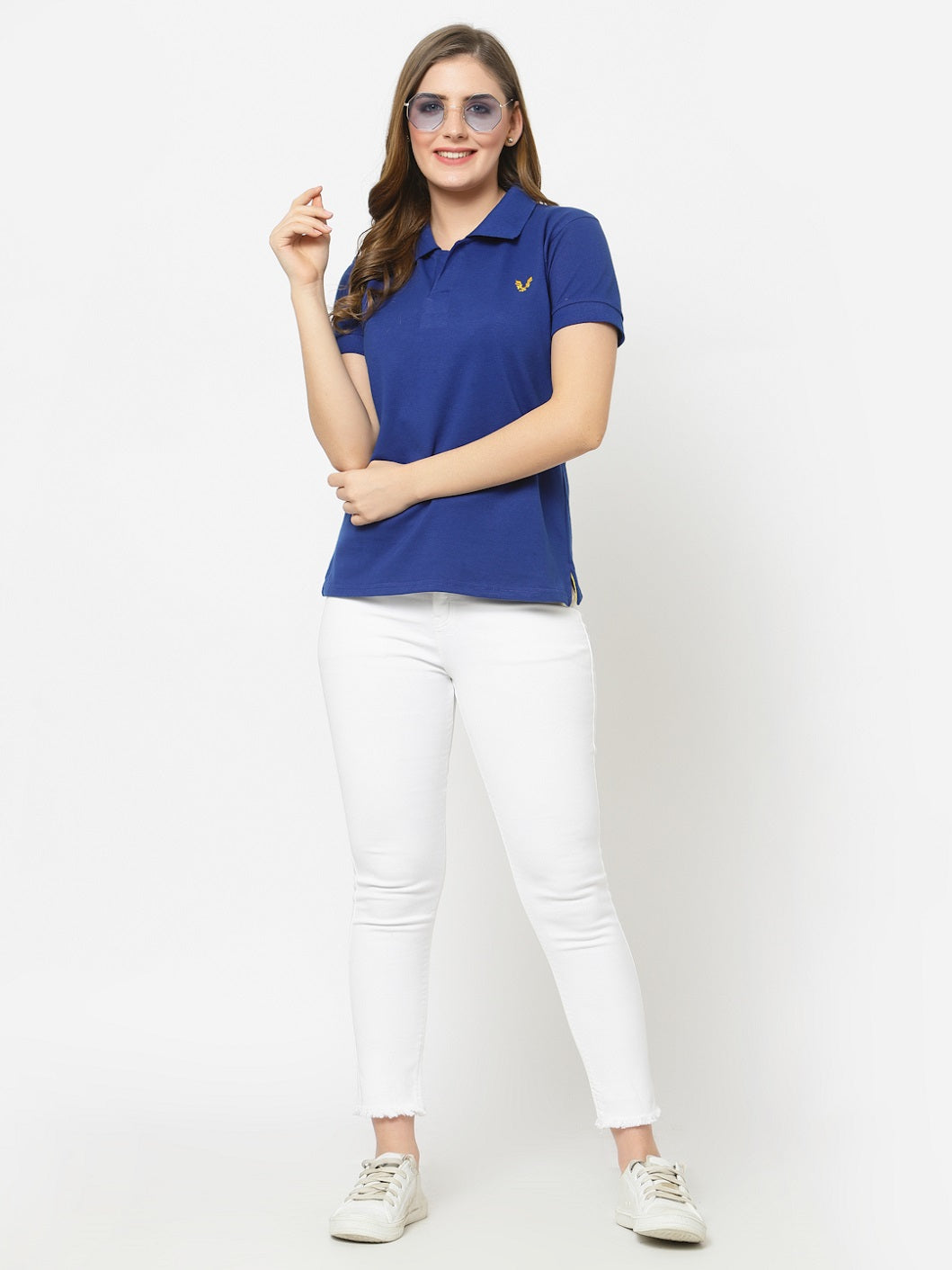 UZARUS Women's Cotton Polo Collar Neck T-Shirt Top