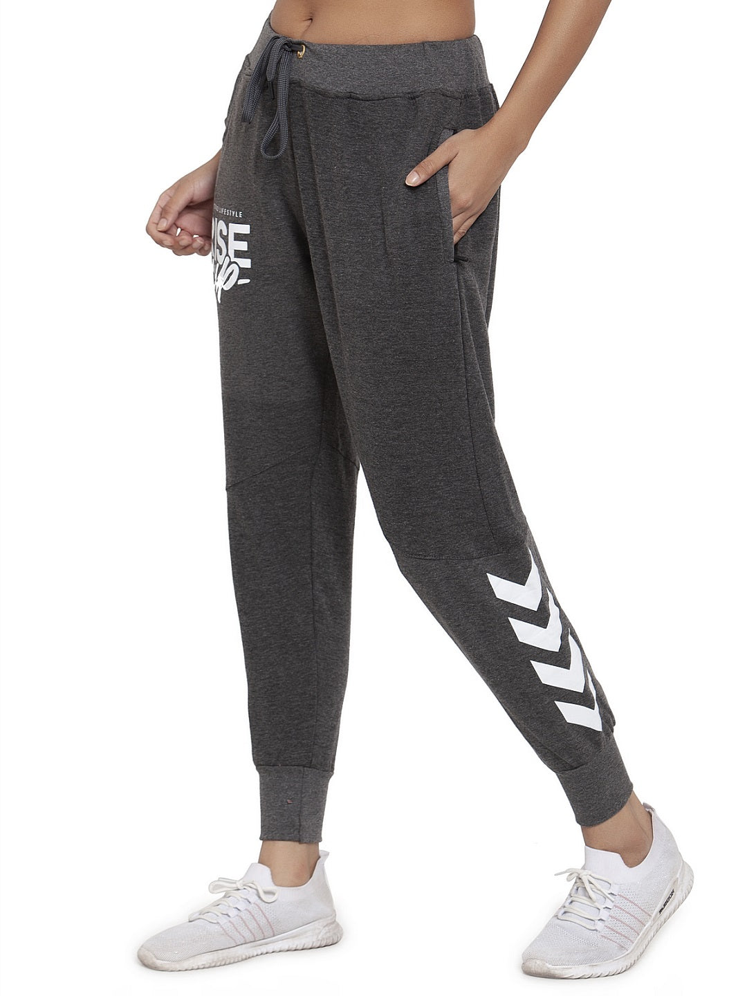 Women's Cotton Slim Fit Joggers Track Pants with 2 Zippered Pockets