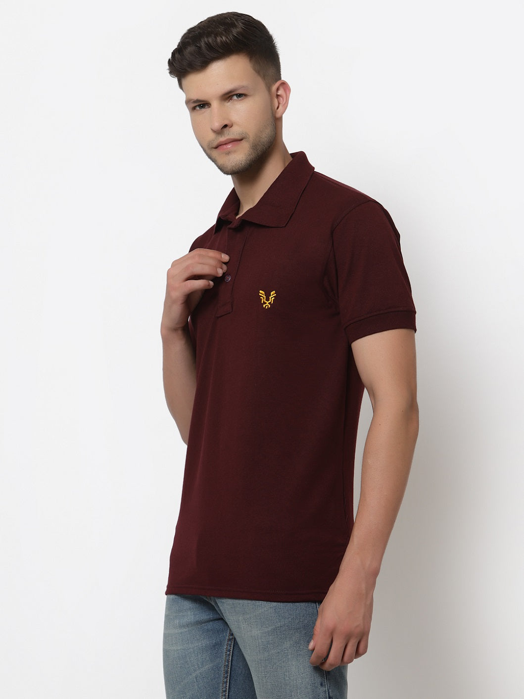 Men's Solid Cotton Regular Fit Polo T-Shirt