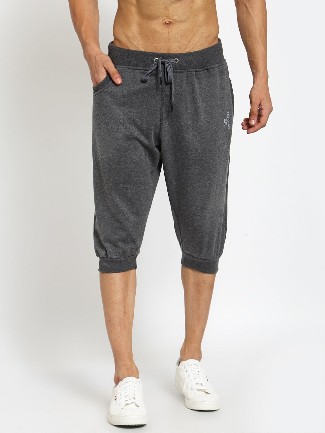 Men's Cotton Three Fourth Capri Shorts With Two Zippered Pockets