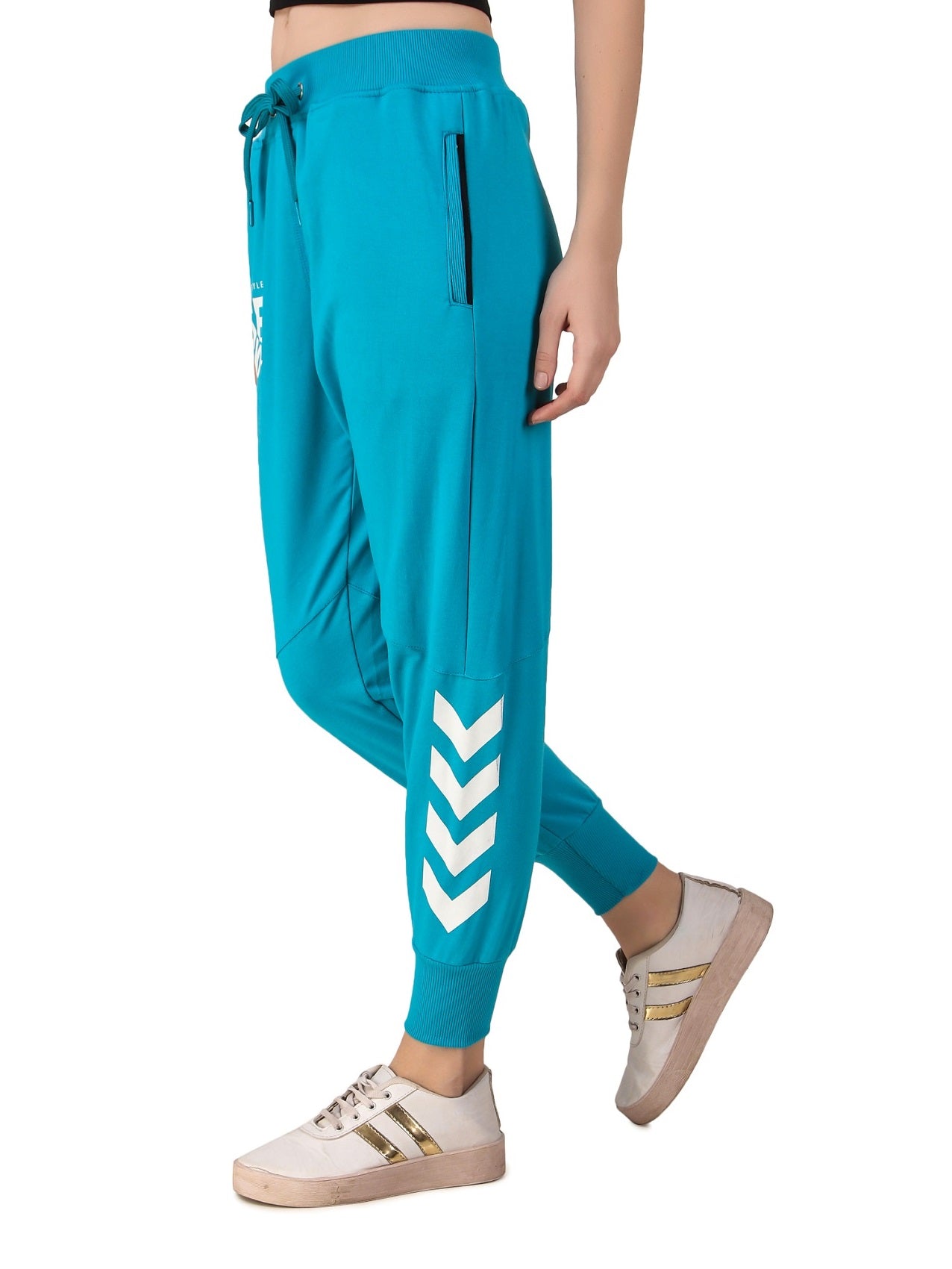 Women's Cotton Slim Fit Joggers Track Pants with 2 Zippered Pockets
