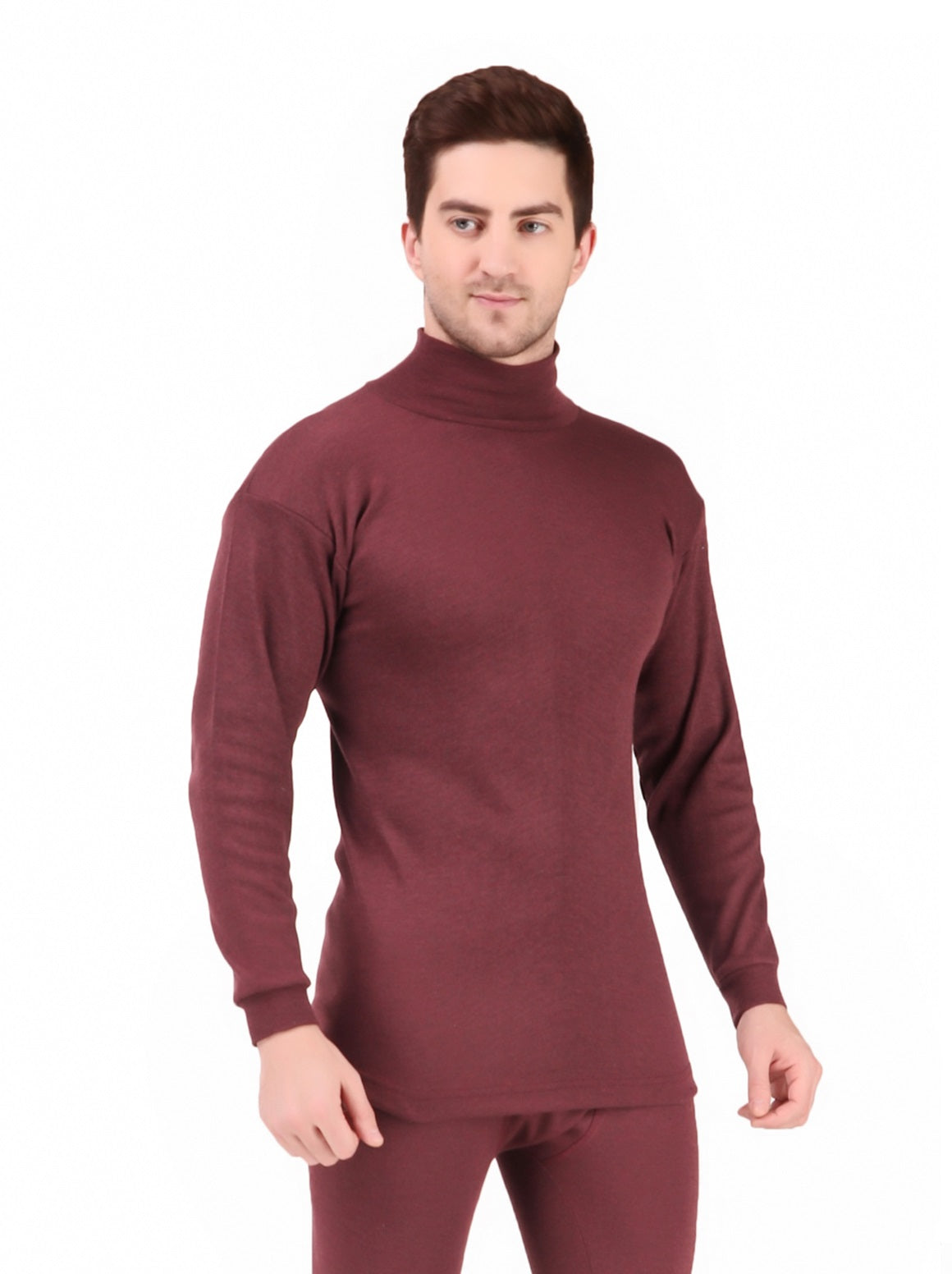 MEN'S SOLID HIGH NECK THERMAL WEAR TOP