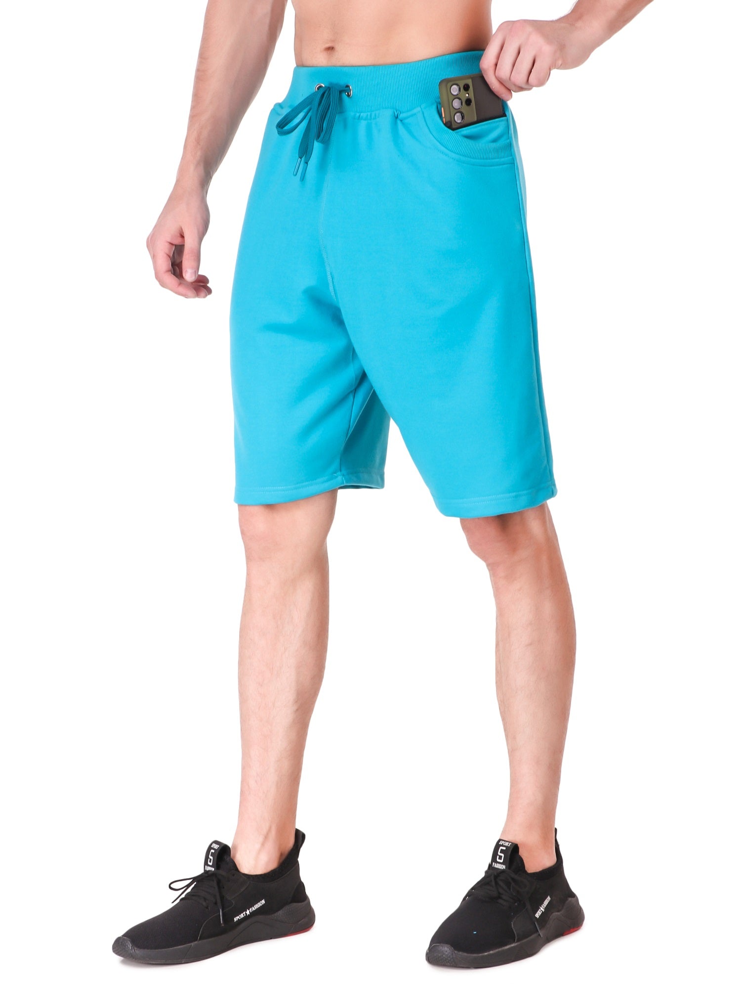 Uzarus Men's Cotton Bermuda Shorts With 2 Zippered Pockets