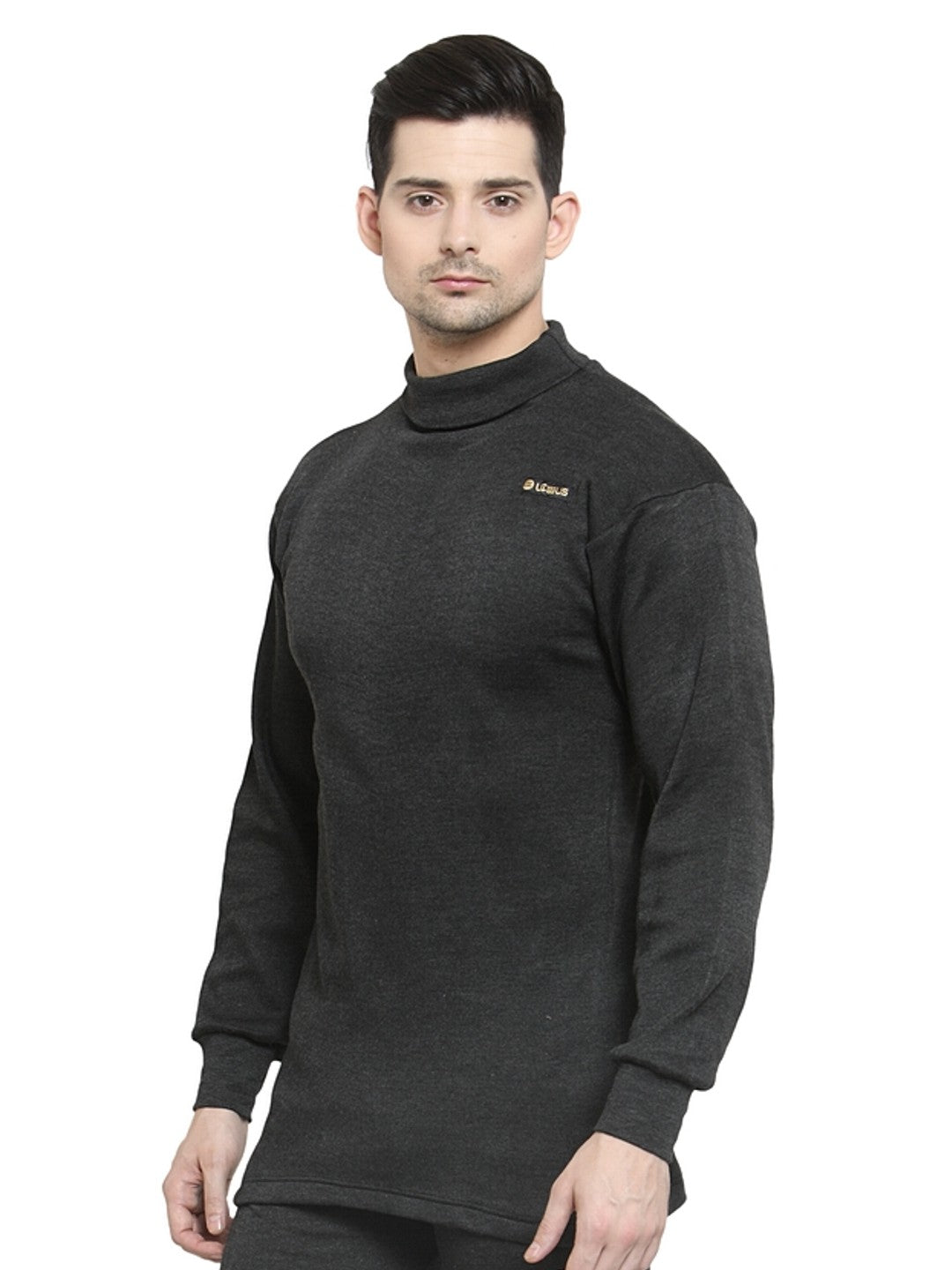 MEN'S SOLID HIGH NECK THERMAL WEAR TOP