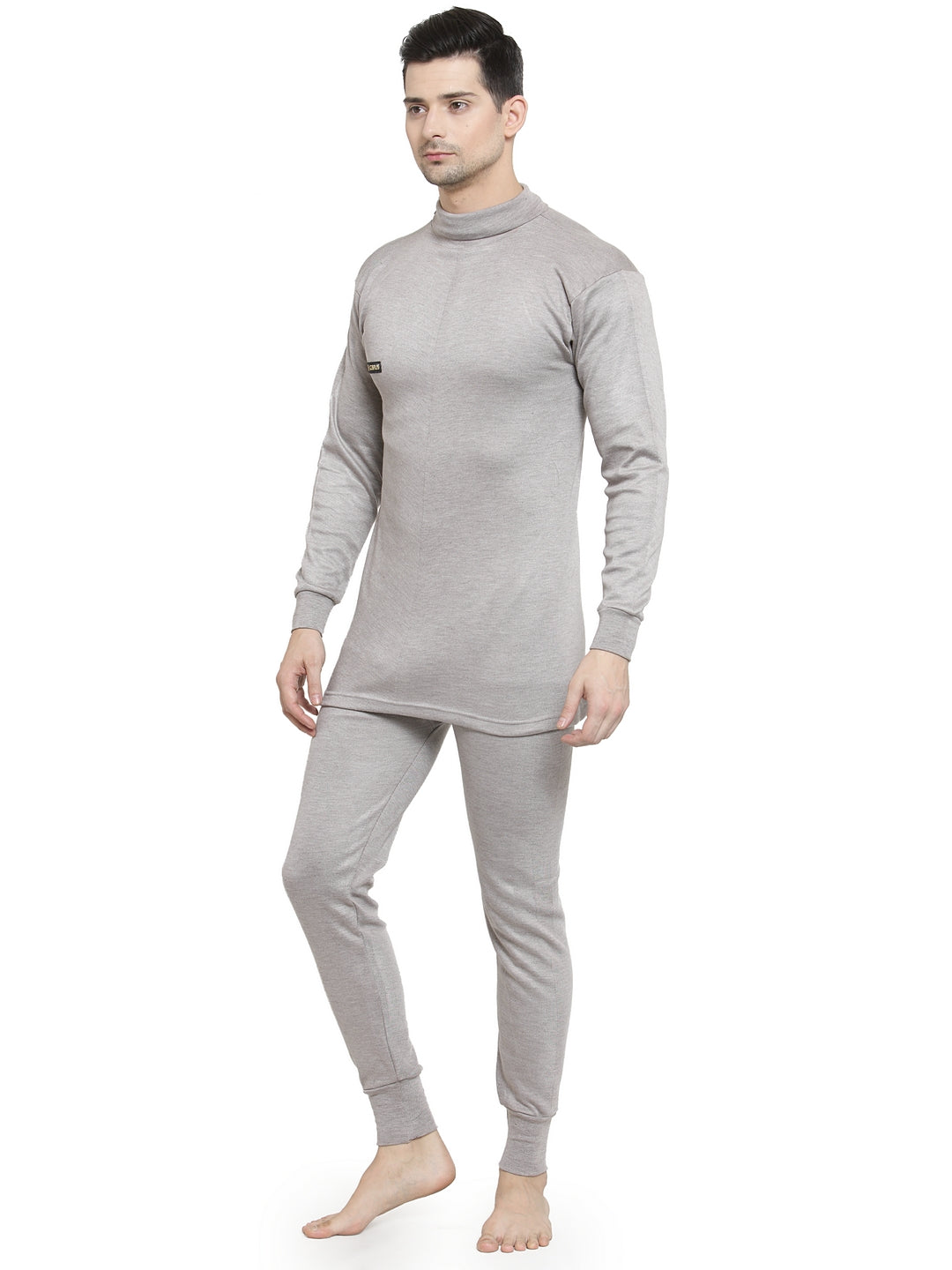 MEN'S SOLID HIGH NECK THERMAL WEAR TOP AND BOTTOM SET