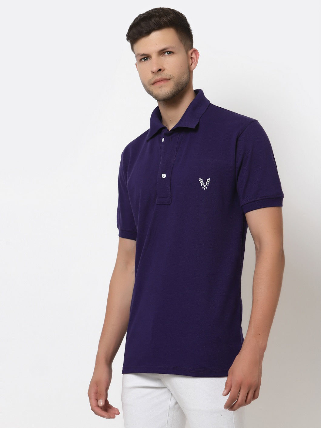 Men's Solid Cotton Regular Fit Polo T-Shirt