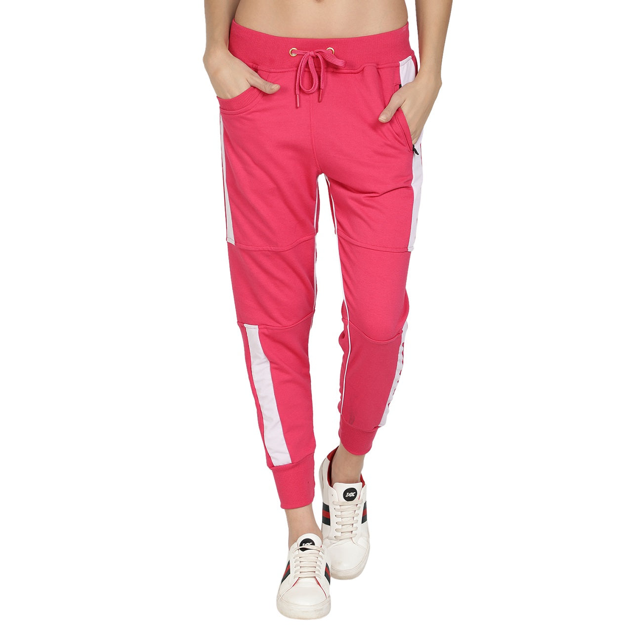 Women's Cotton Slim Fit Joggers Track Pants with 2 Zippered Pockets