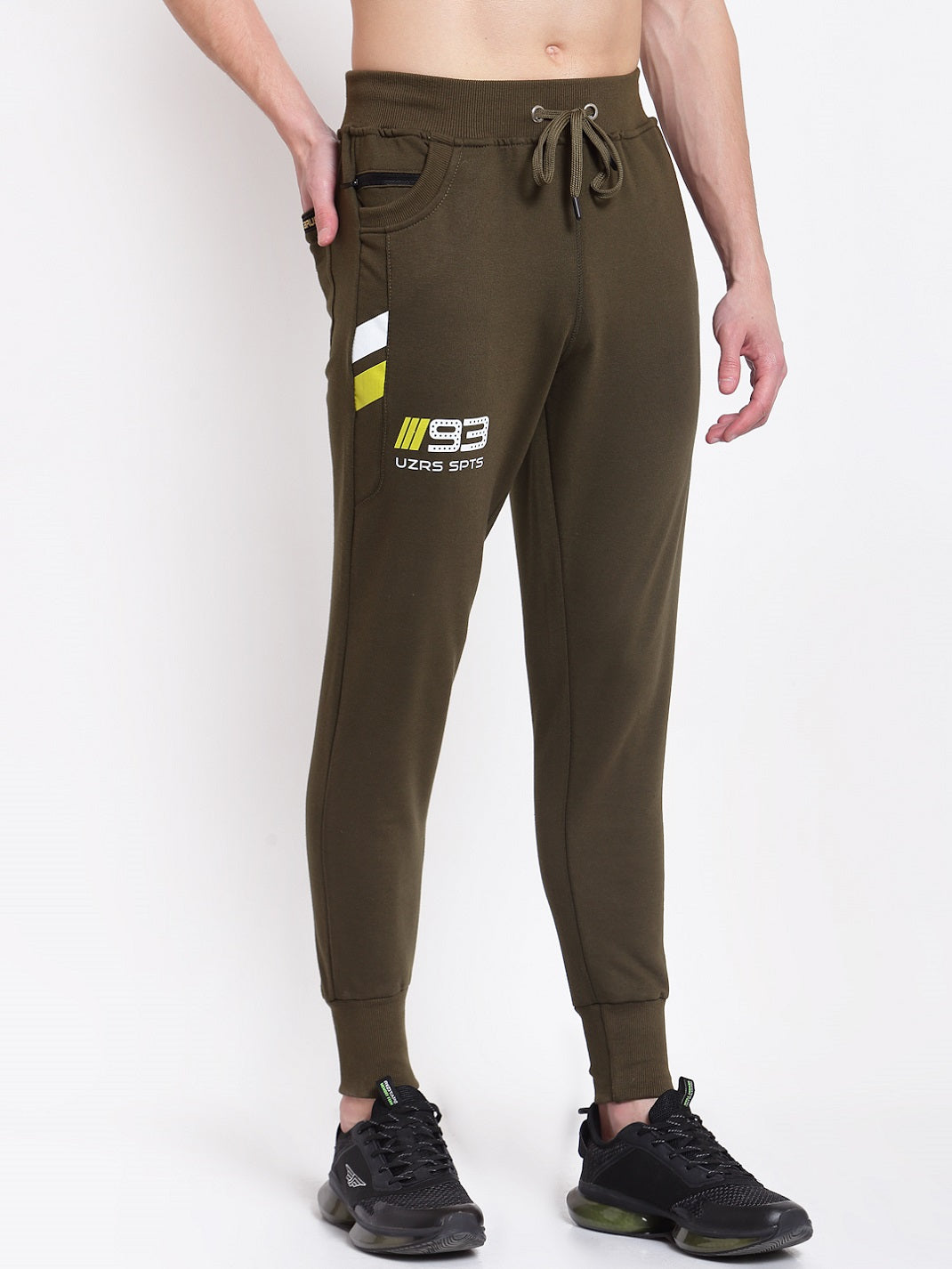 UZARUS Men's Cotton Joggers 2 Zippered Pockets