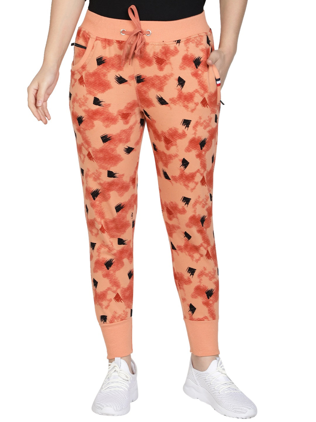 Women's Cotton Slim Fit Joggers Track Pants with 2 Zippered Pockets