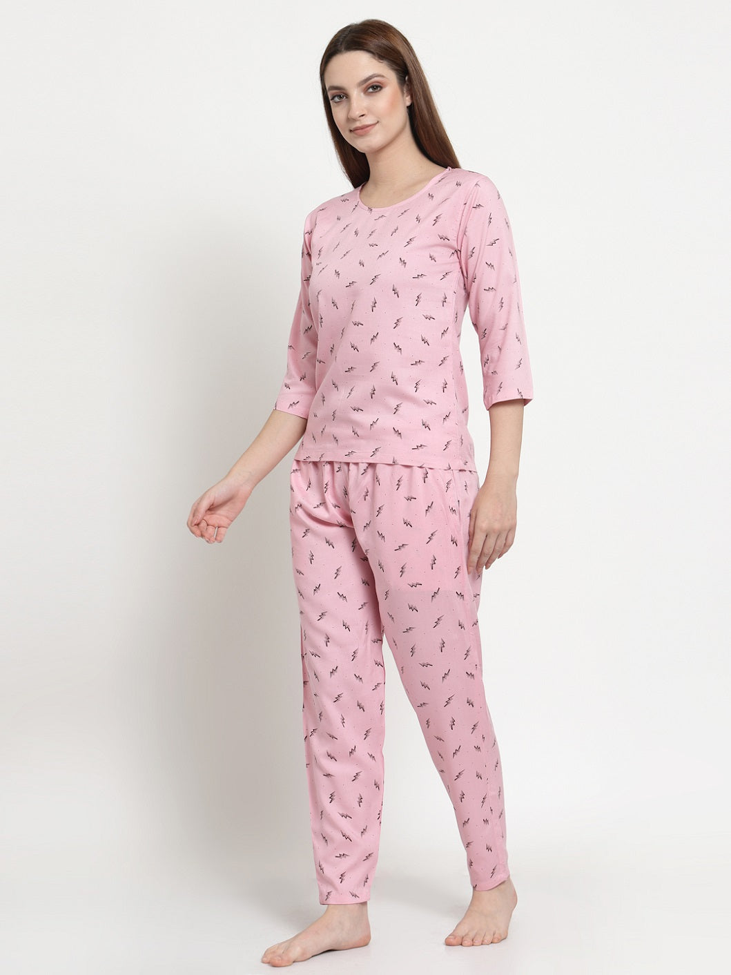 Uzarus Women's Cotton Printed Night Suit Set of Top & Pyjama