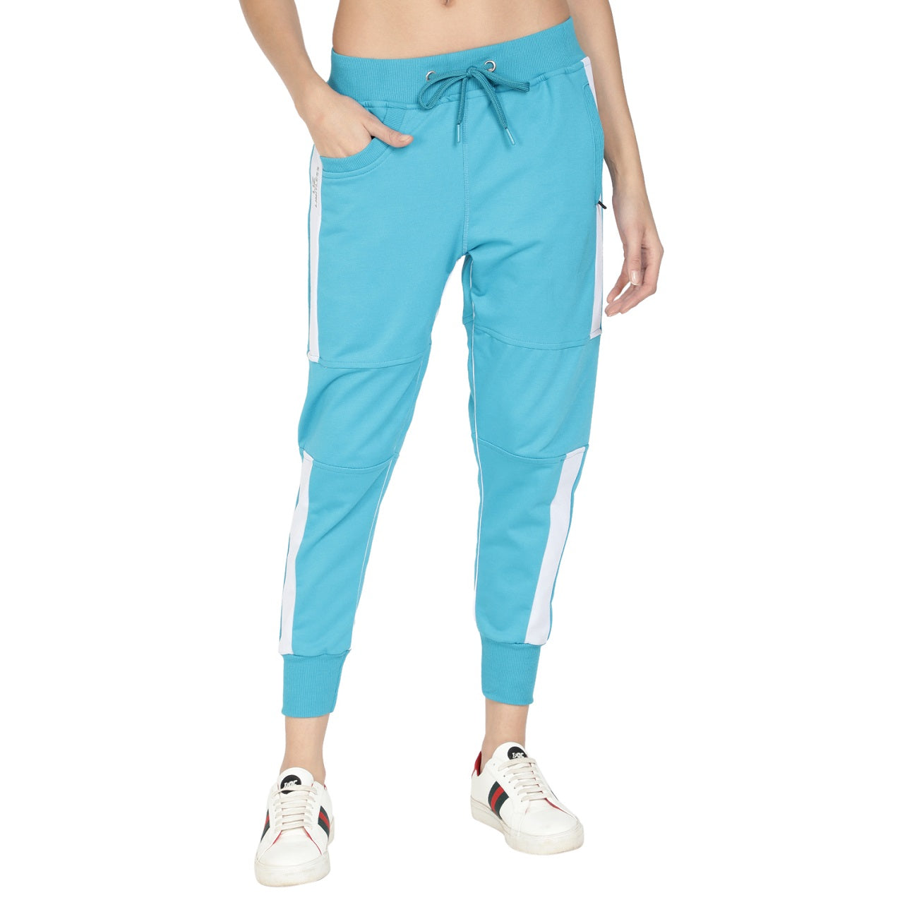 Women's Cotton Slim Fit Joggers Track Pants with 2 Zippered Pockets