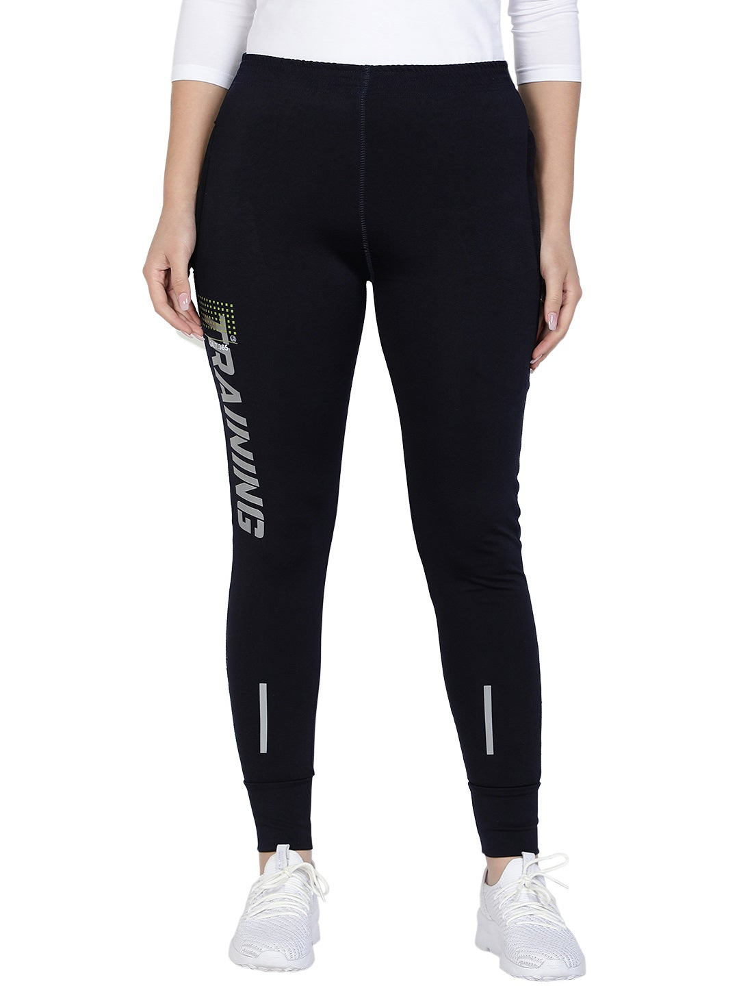 Women's Stretchable Lycra Joggers Track Pants with 2 Zippered Pockets for Gym, Yoga, Workout and Casual Wear