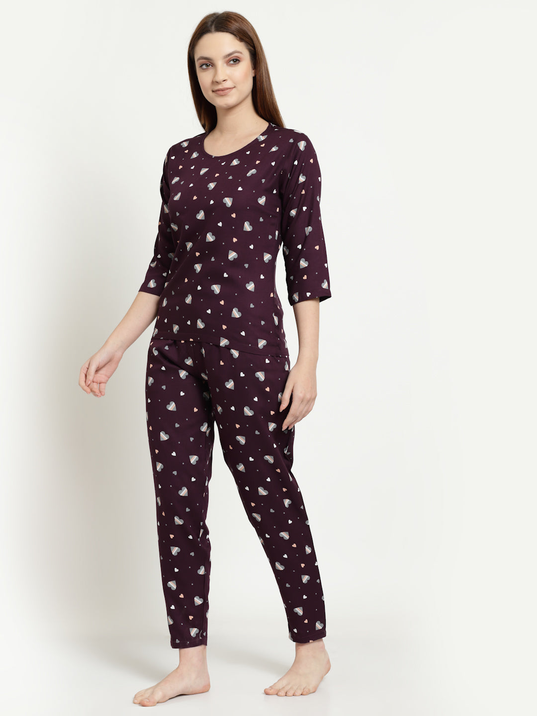 Uzarus Women's Cotton Printed Night Suit Set of Top & Pyjama