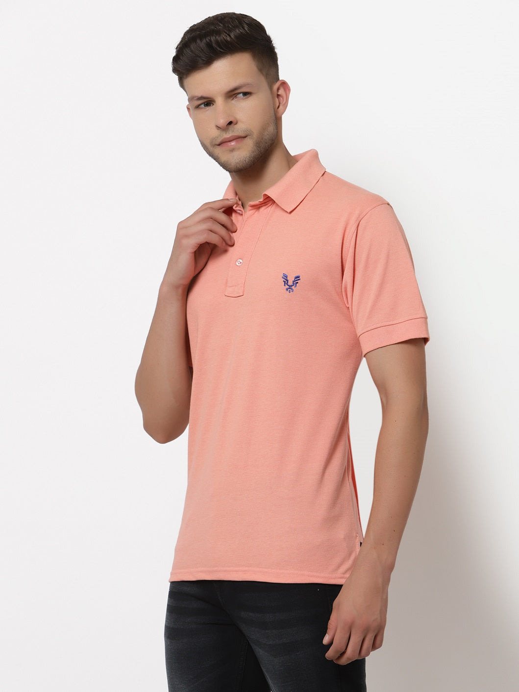 Men's Solid Cotton Regular Fit Polo T-Shirt